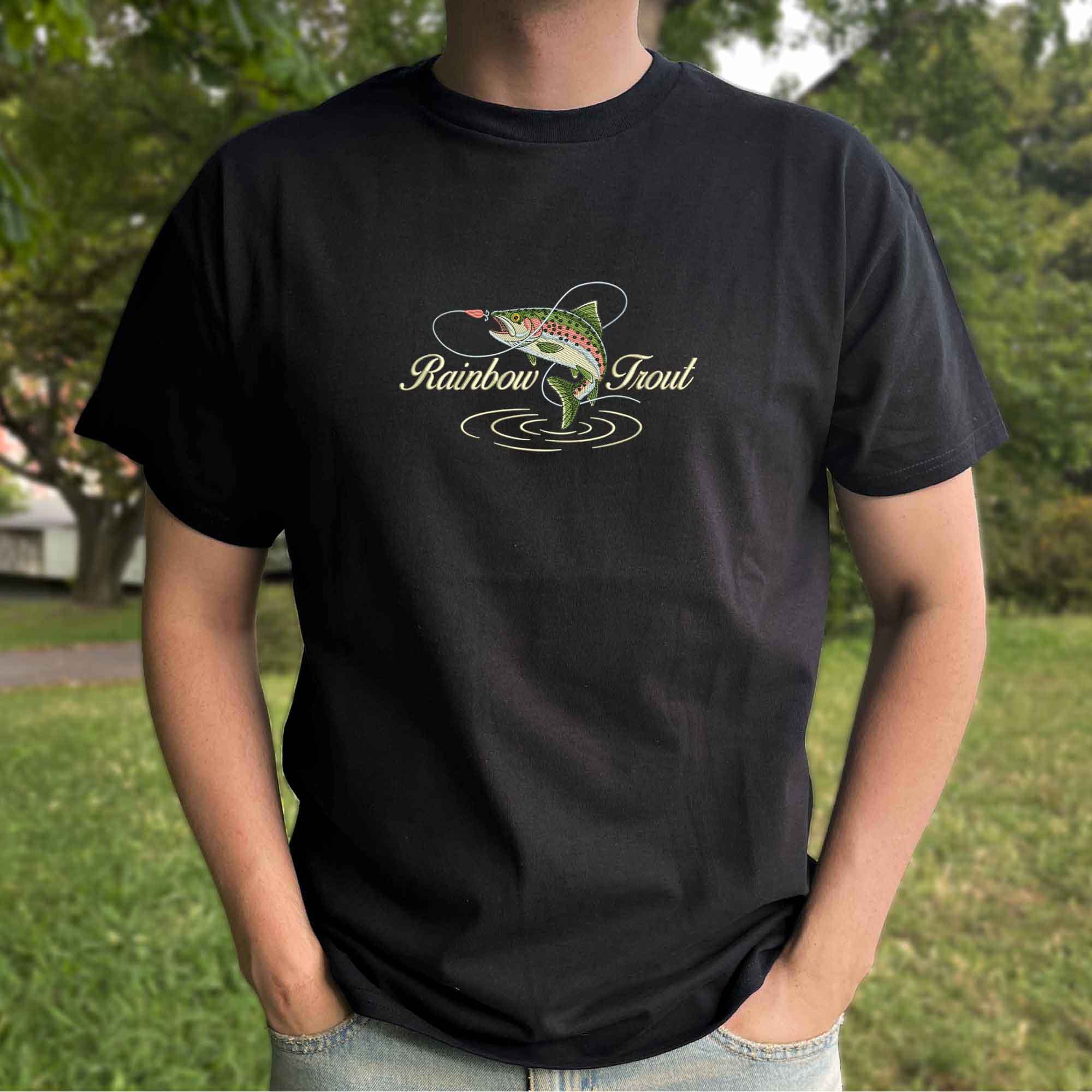 Rainbow trout embroidery design