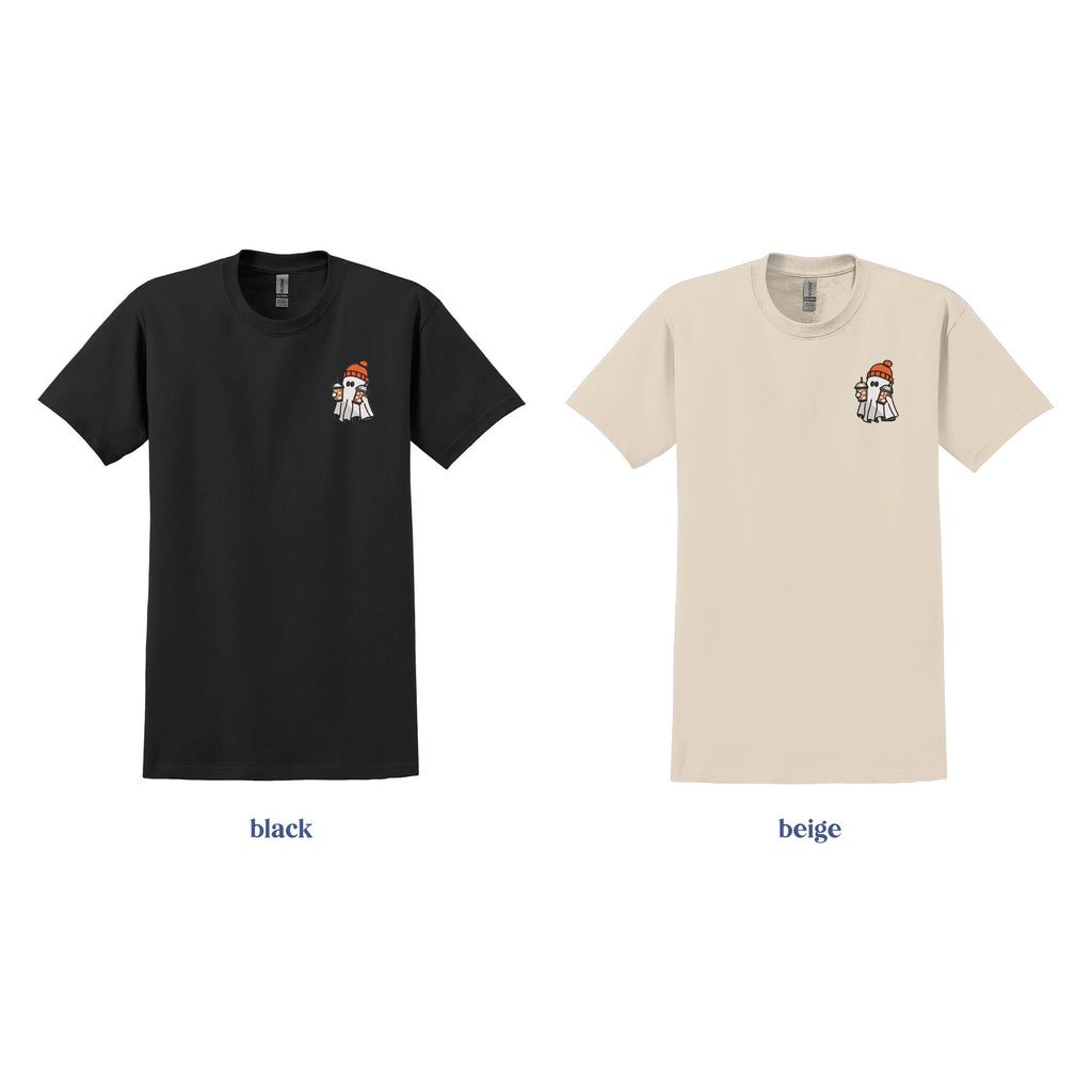 Ghost with coffee embroidery design