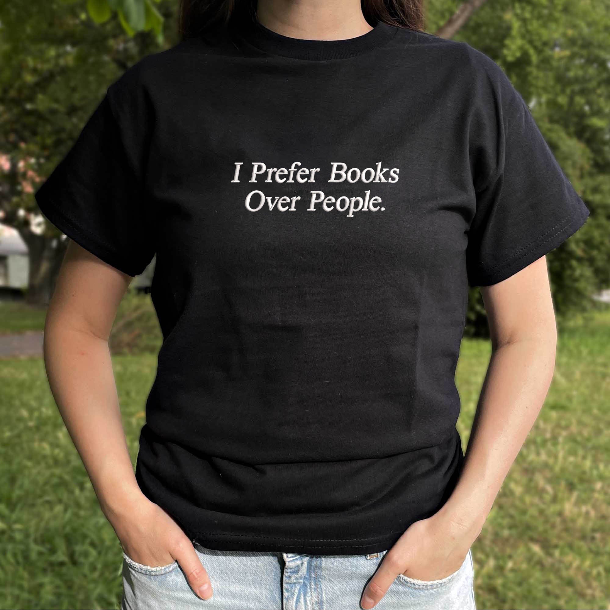 I prefer books over people embroidery design