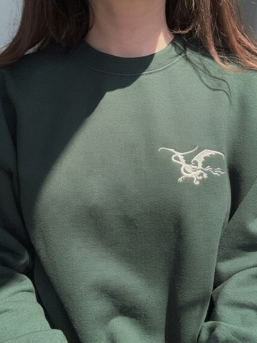 Dragon Crewneck Sweatshirt, Dark Fantasy Embroidered Hoodie, Book Shirt, Bookish Merch, Book Lover Gift