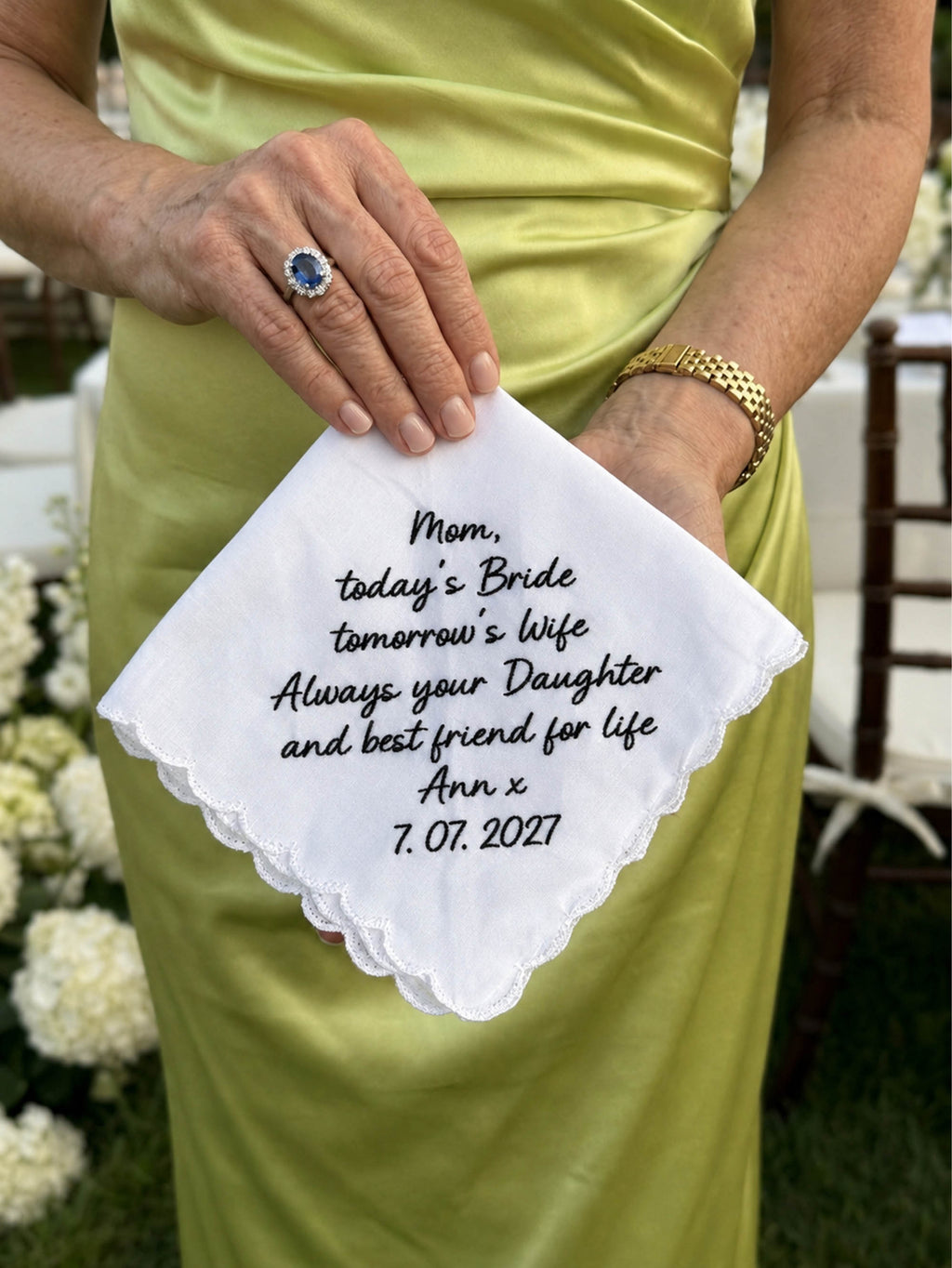 Personalized Wedding Handkerchief for Mom
