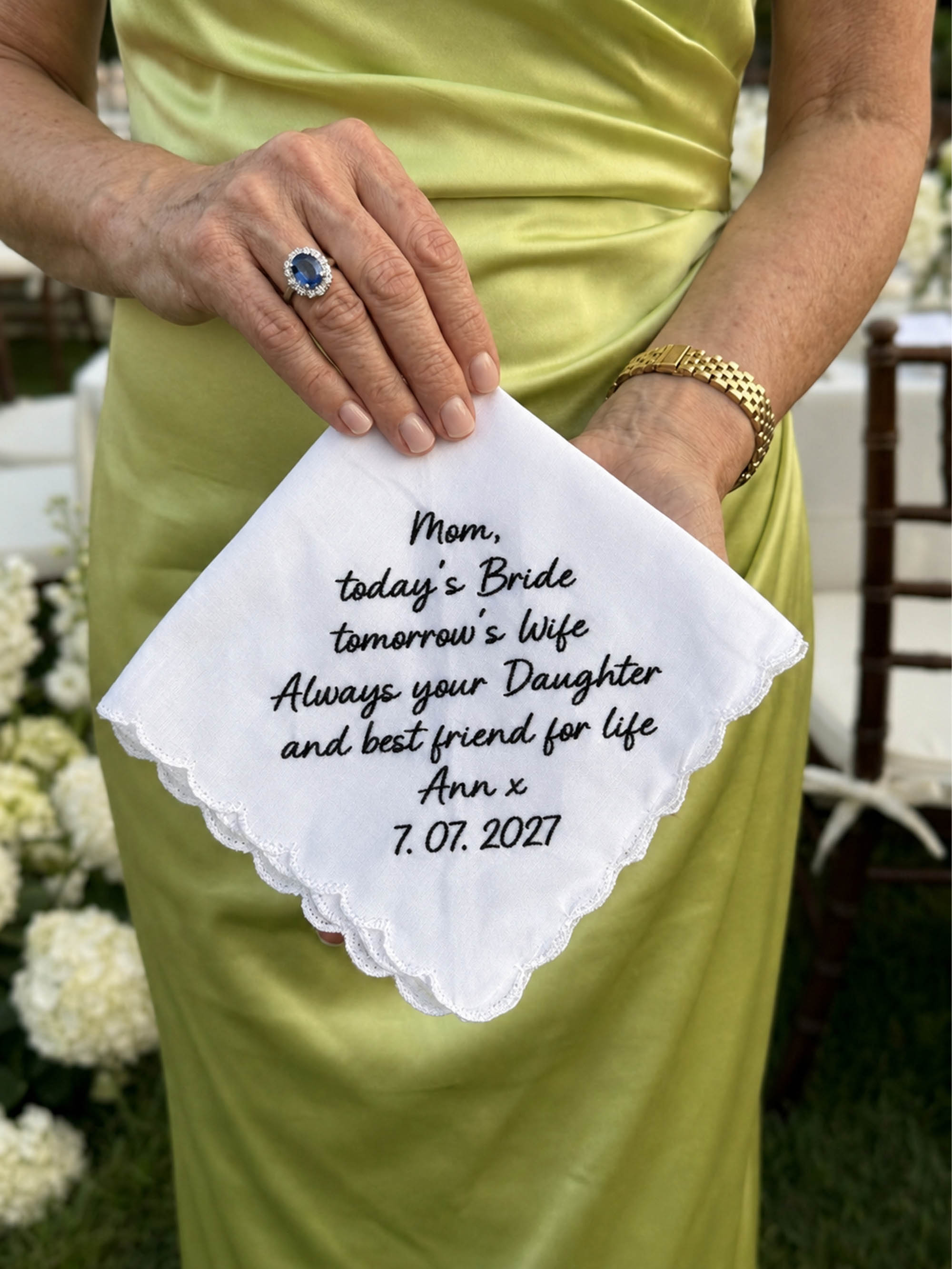 Personalized Wedding Handkerchief for Mom