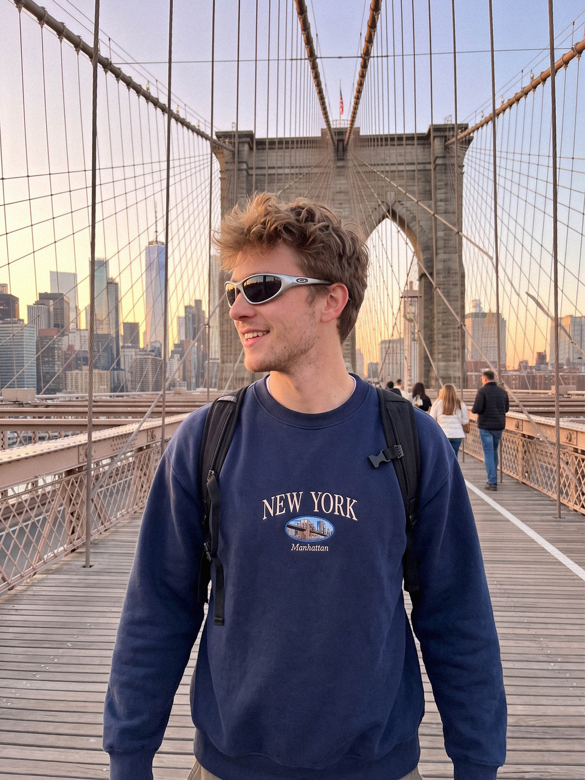 New York City Crewneck Sweatshirt, Brooklyn Bridge Shirt, Manhattan Embroidered Hoodie, NYC Skyline, New York Gifts
