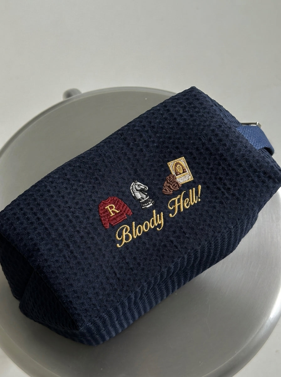 Wizard Makeup Bag, Custom Embroidered Waffle Makeup Pouch, Fantasy Bookish Toiletry Bag, Book Lover Gifts