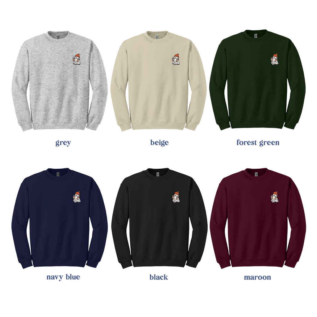 Ghost with coffee embroidery design