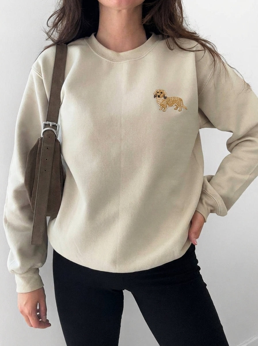 Long Haired Dachshund Shirt, Sausage Embroidered Hoodie, Wiener Custom Dog Shirt, Personalized Pet Sweatshirt, Dachshund Gifts