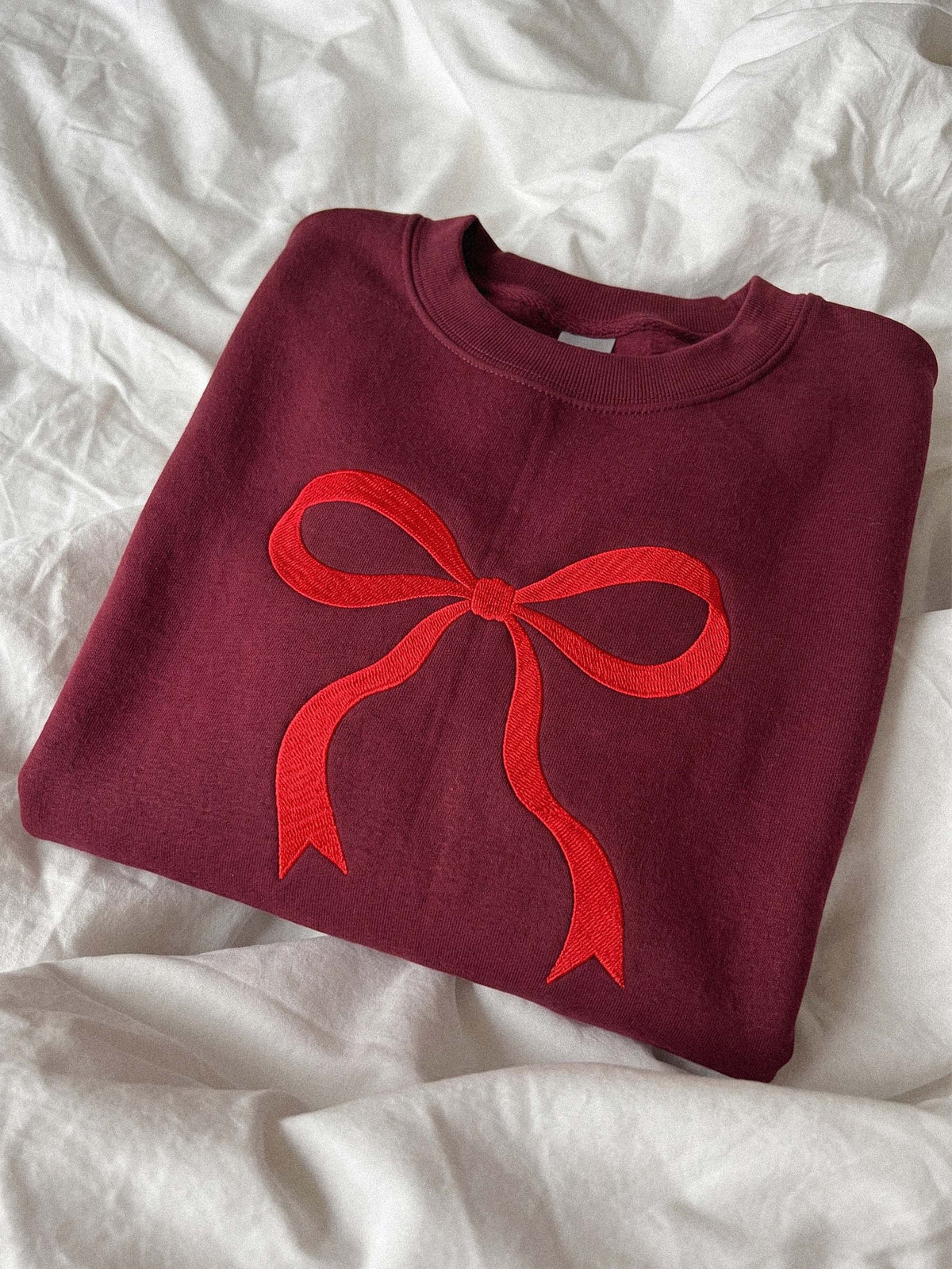 Coquette Christmas Bow Sweatshirt, Cute Holiday Sweater, Embroidered Hoodie, Matching Shirts, Personalized Christmas Gifts for Her