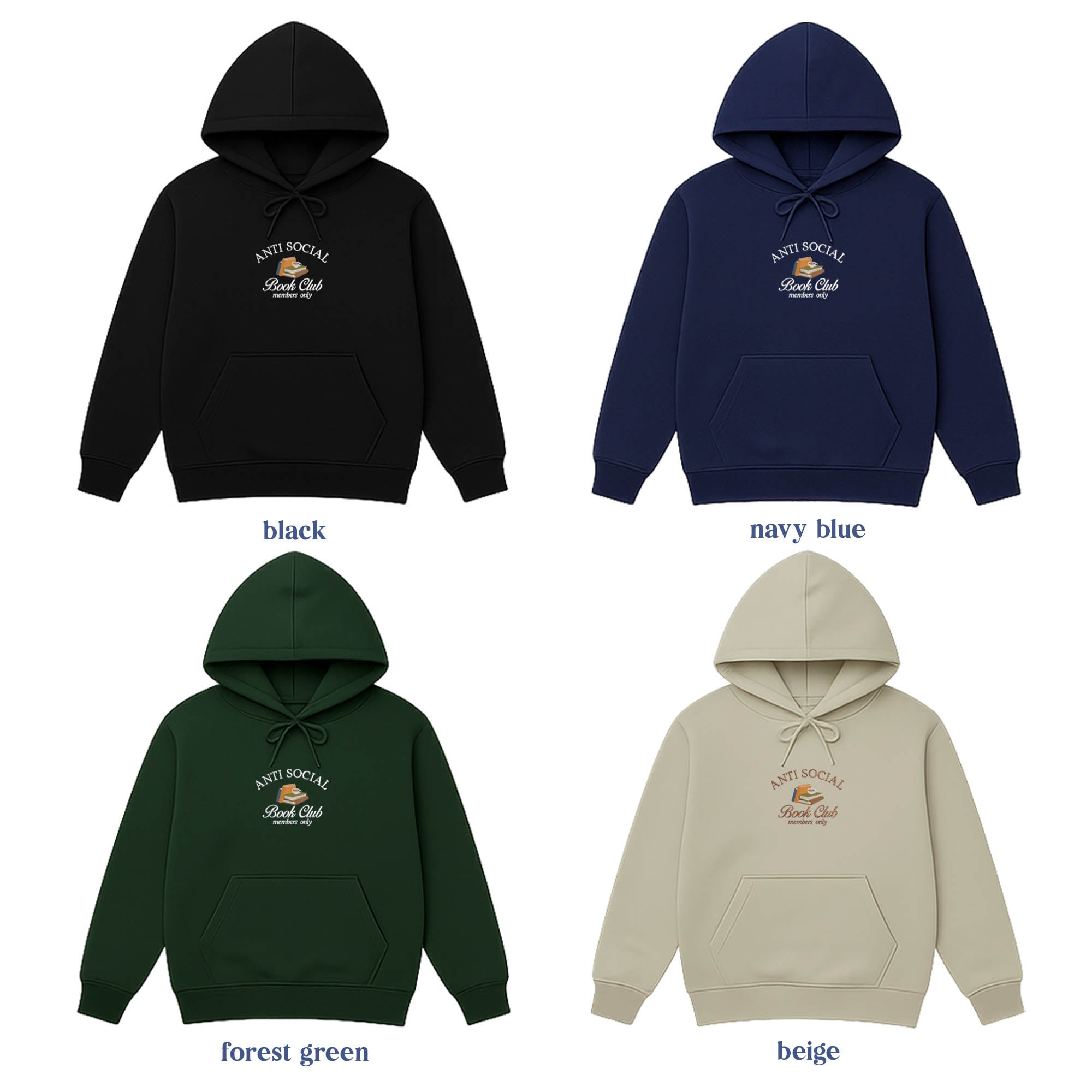 Anti-social book club members only embroidery design