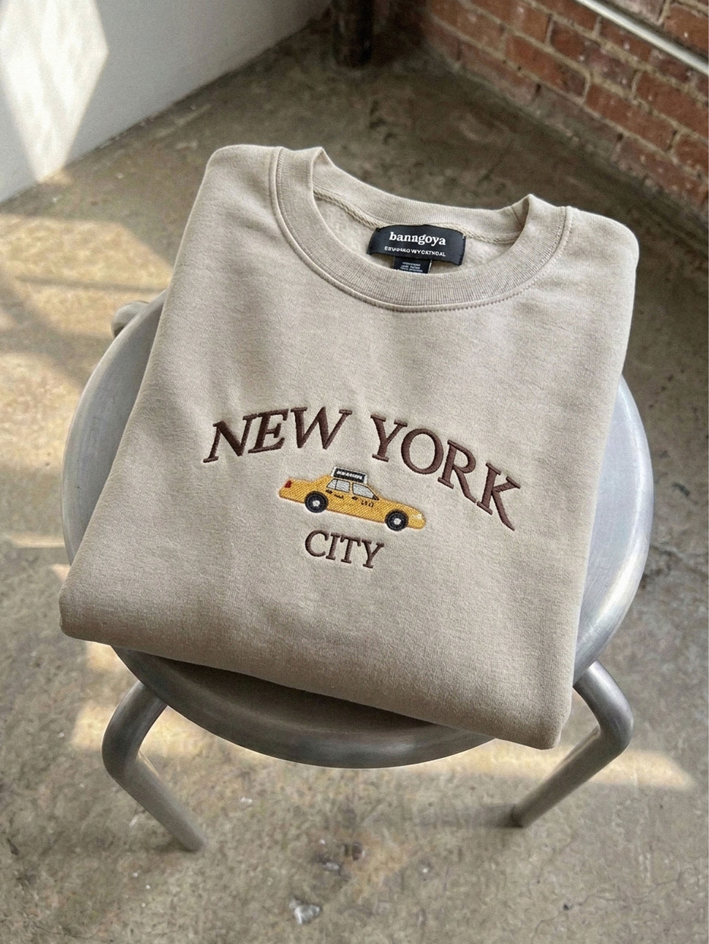 New York Sweatshirt, Embroidered Yellow Taxi Hoodie or T-Shirt, NYC Crewneck, New York City Gifts