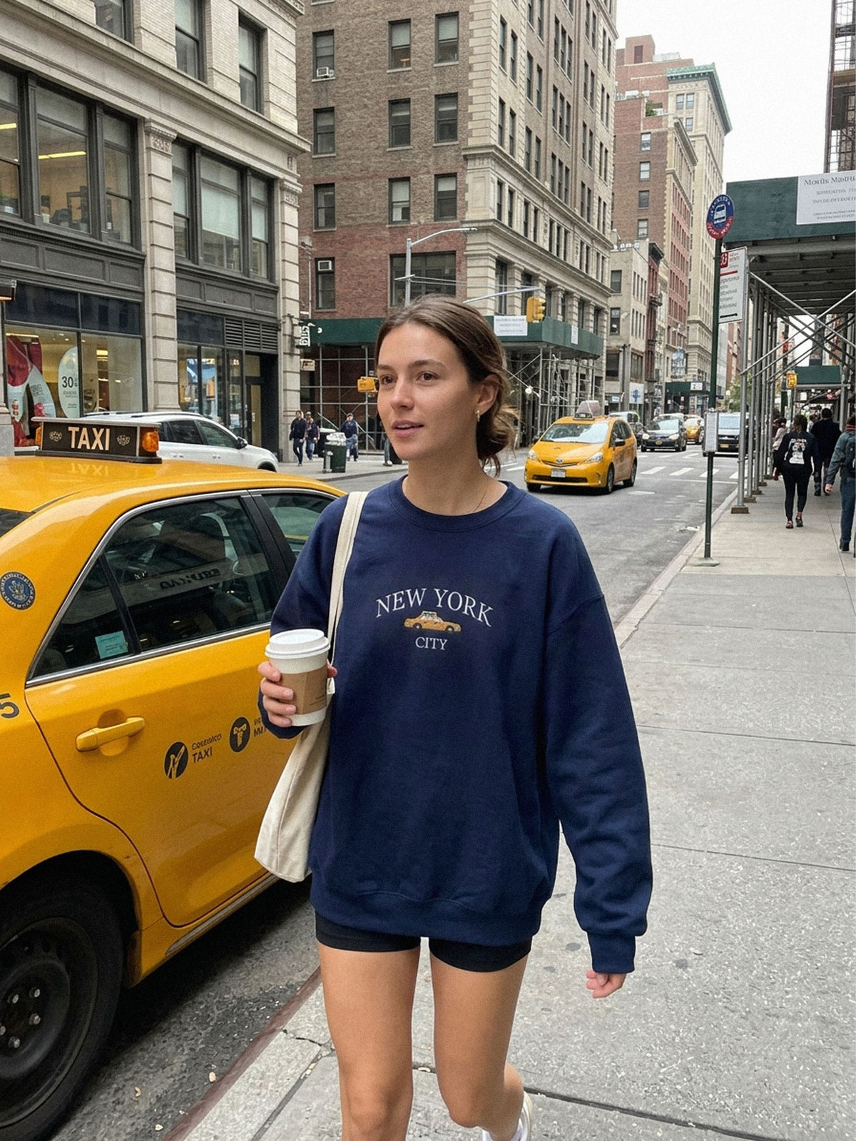 New York Sweatshirt, Embroidered Yellow Taxi Hoodie or T-Shirt, NYC Crewneck, New York City Gifts