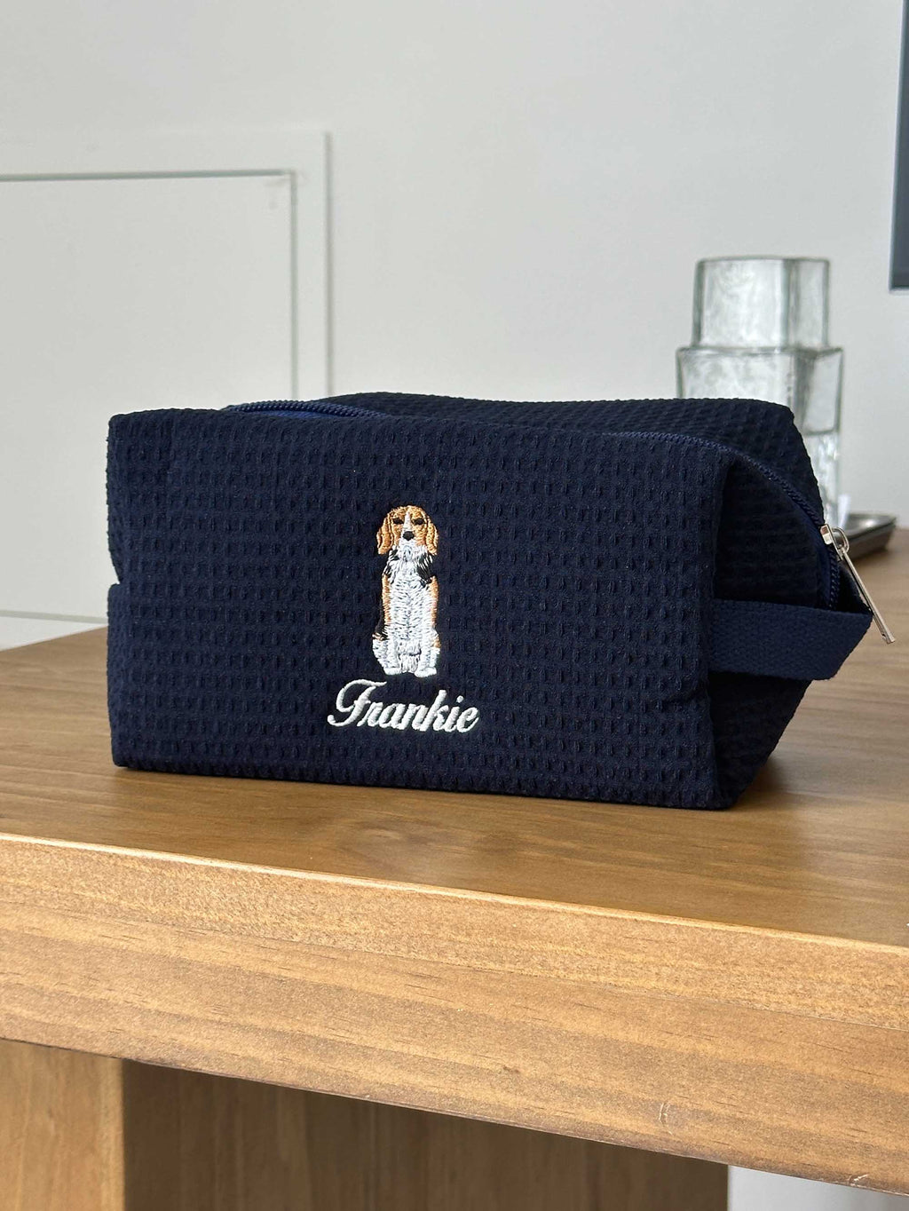 Dog Monogrammed Makeup Bag, Embroidered Personalized Pet, Custom Dog Lover Gifts