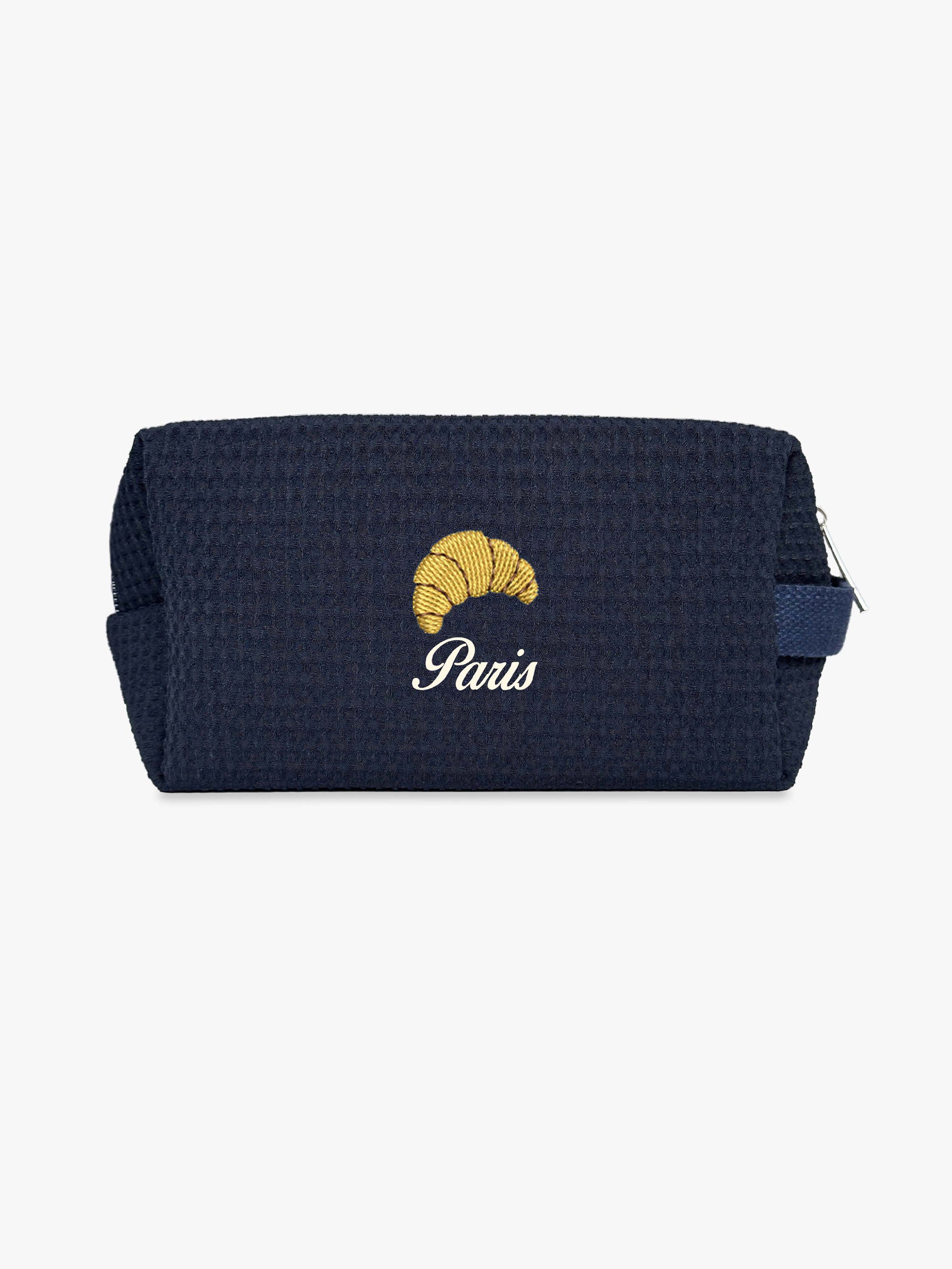 Custom Makeup Bag, Paris Gifts, Toiletry Bag, Waffle Makeup Pouch, Personalized Gift for Her, Bachelorette Bags