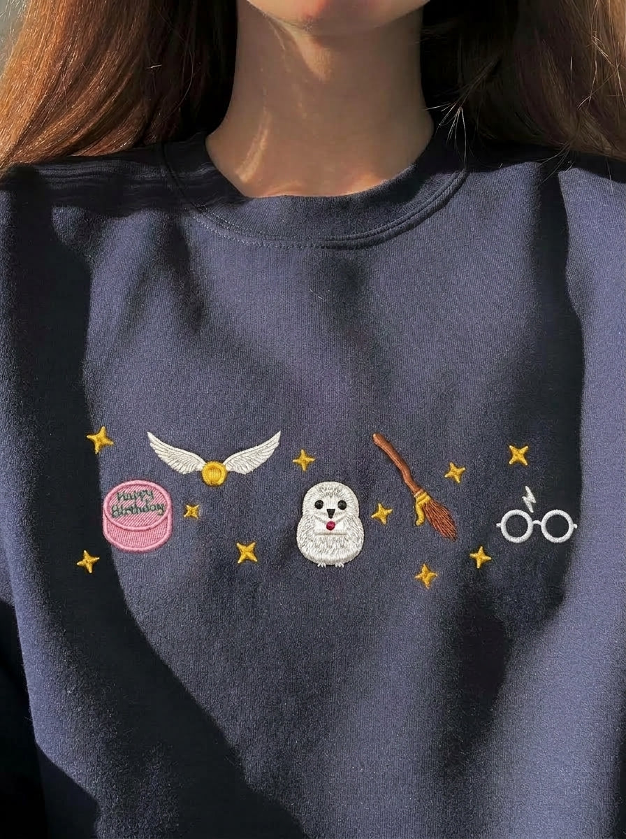 Wizard Embroidered Sweatshirt, Magical Owl Hoodie, Bookish Crewneck, Fantasy Shirt, Gifts for Book Lovers