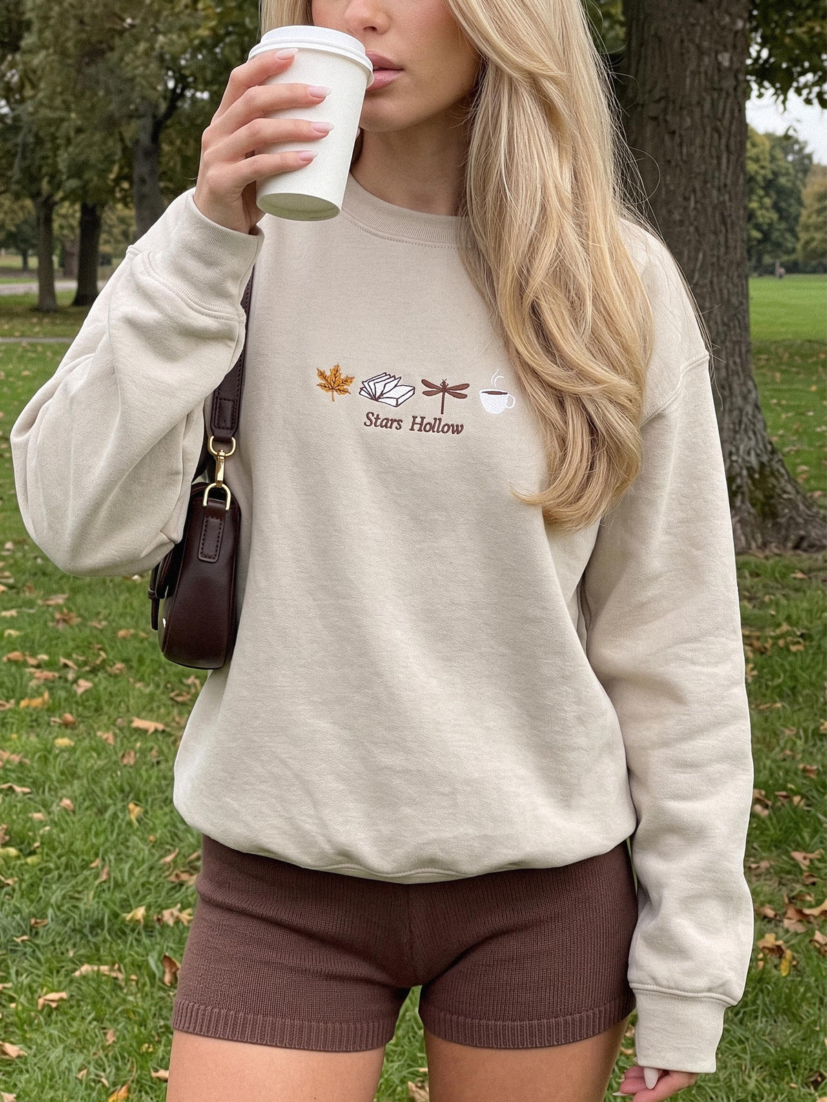 Embroidered Fall Sweatshirt, Autumn Sweater Stars Hollow, Cozy Season Shirt, Bookish Fall Style Hoodie, Womens Clothing Gift