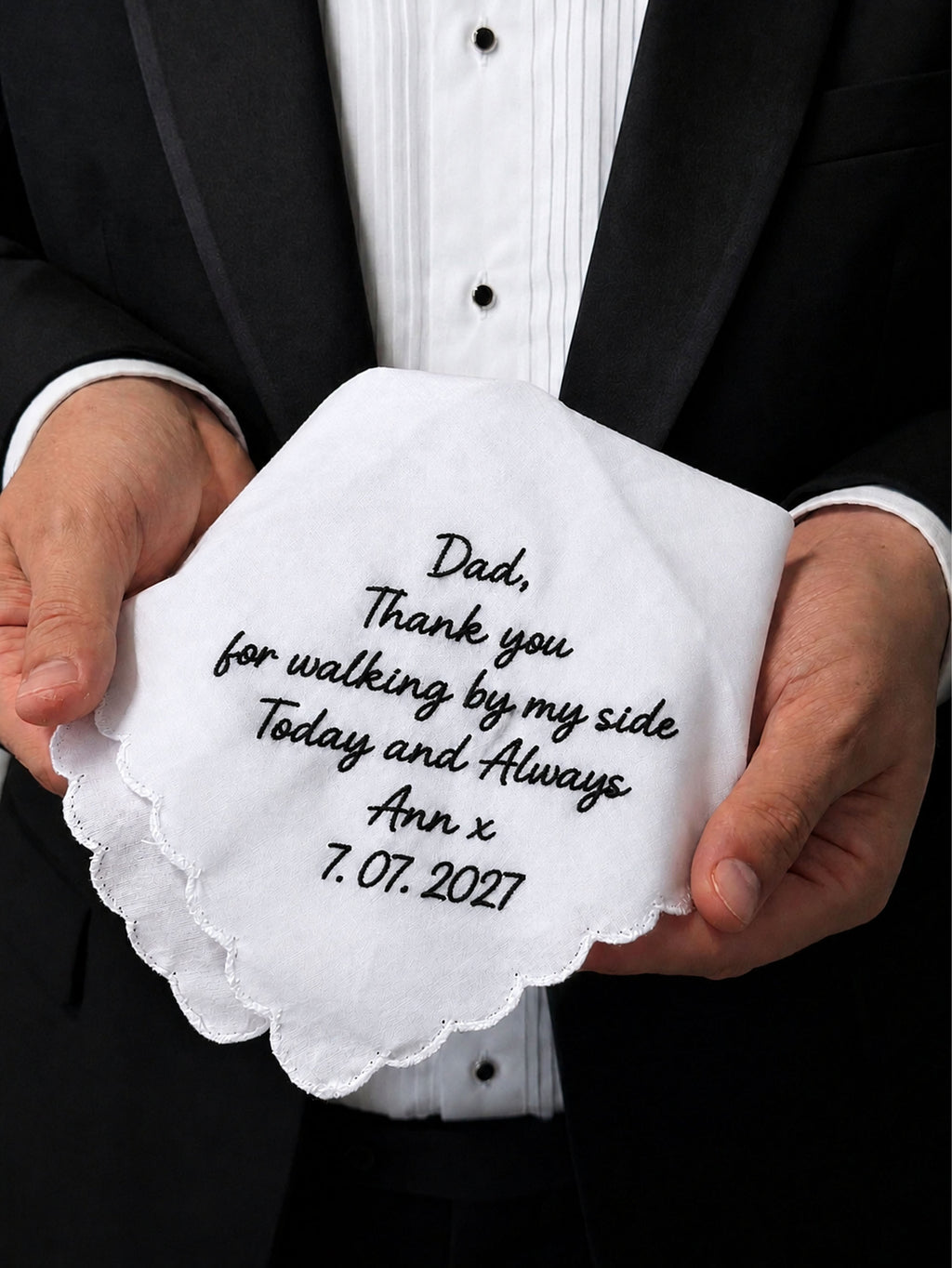 Personalized Wedding Handkerchief for Dad
