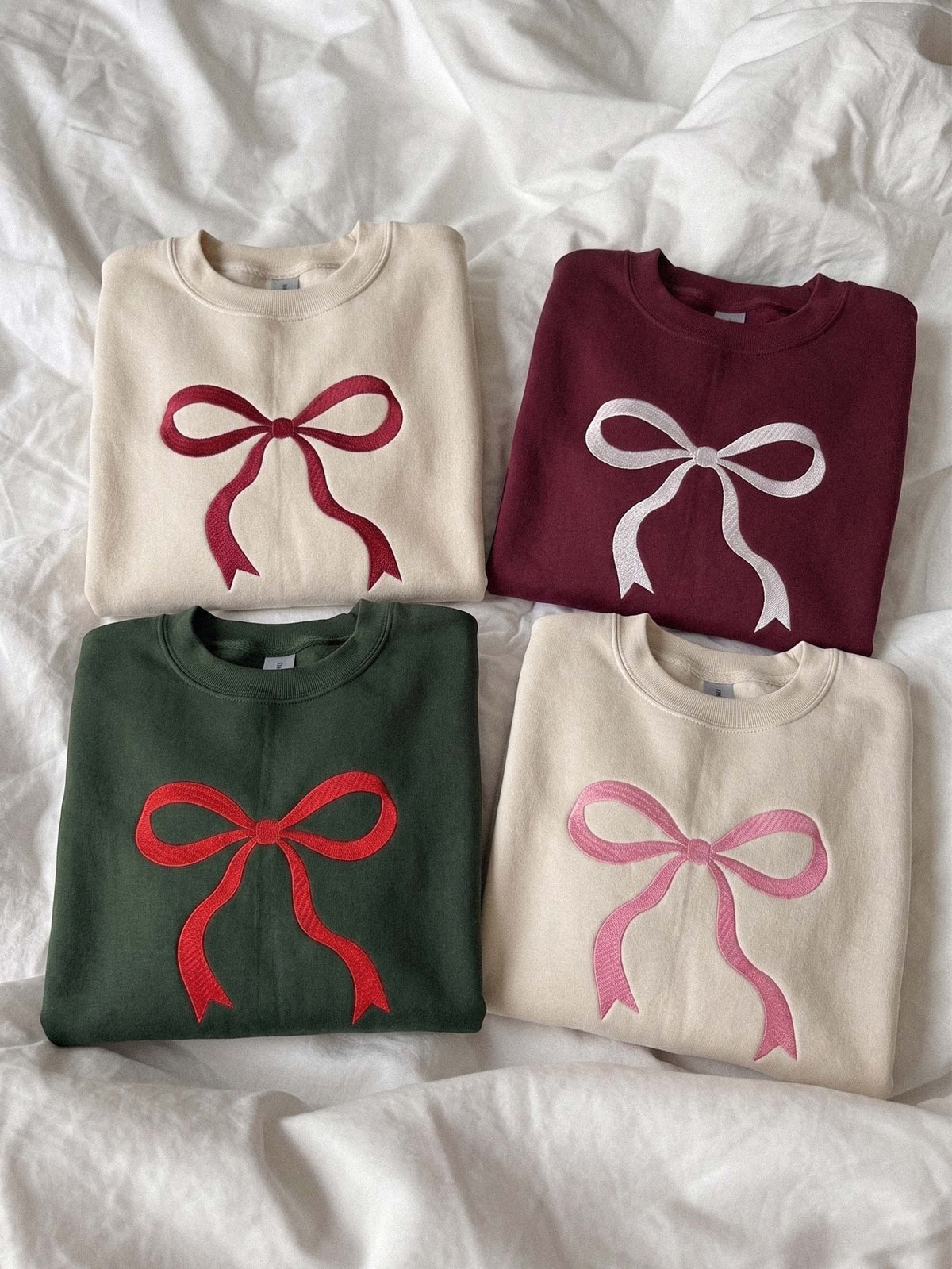 Coquette Christmas Bow Sweatshirt, Cute Holiday Sweater, Embroidered Hoodie, Matching Shirts, Personalized Christmas Gifts for Her