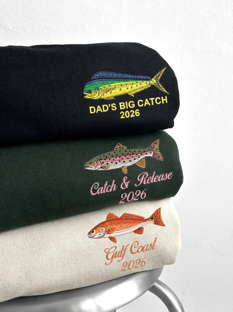 Fishing Shirt, Fisherman Sweater, Crewneck Sweatshirt, Fish Shirt, Embroidered Hoodie, Mens Clothing, Fishing Gifts for Men