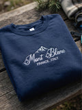 Mont Blanc Apres Ski Sweatshirt, Embroidered Mountain Hoodie, Hiking Shirt, Gifts for Skiers