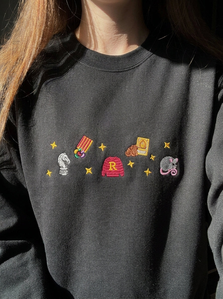Wizard Embroidered Sweatshirt, Magical Chess Hoodie, Bookish Crewneck, Fantasy Shirt, Gifts For Readers