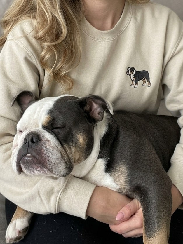 English Bulldog Shirt, Dog Lover Embroidered Hoodie, Custom Dog Sweatshirt, Personalized Pet Clothing, Bulldog Gifts