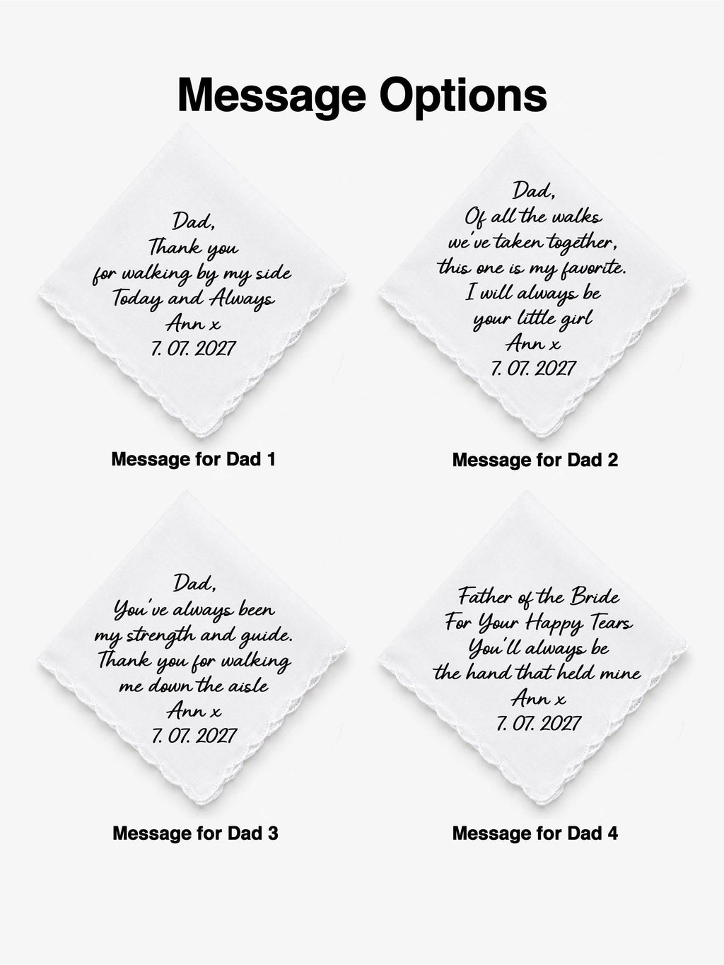 Personalized Wedding Handkerchief for Dad