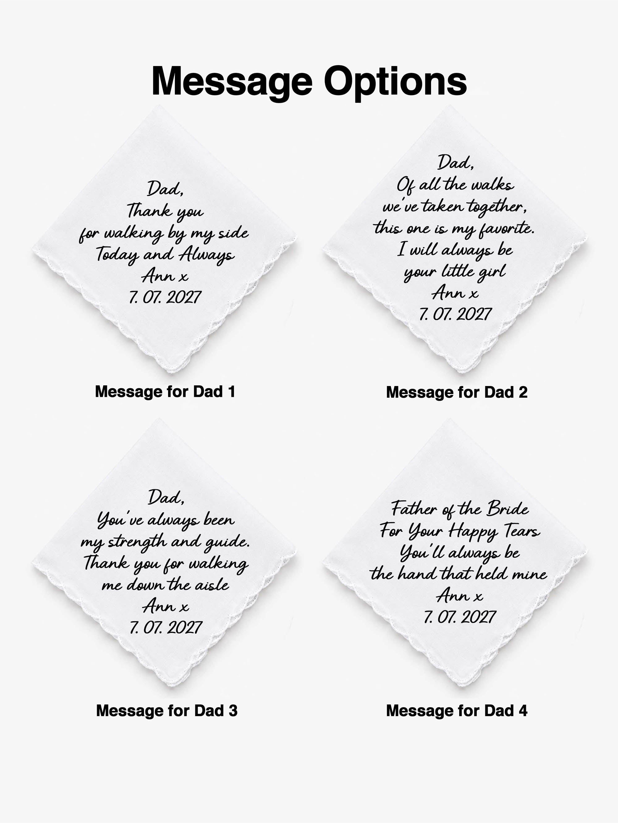 Personalized Wedding Handkerchief for Dad