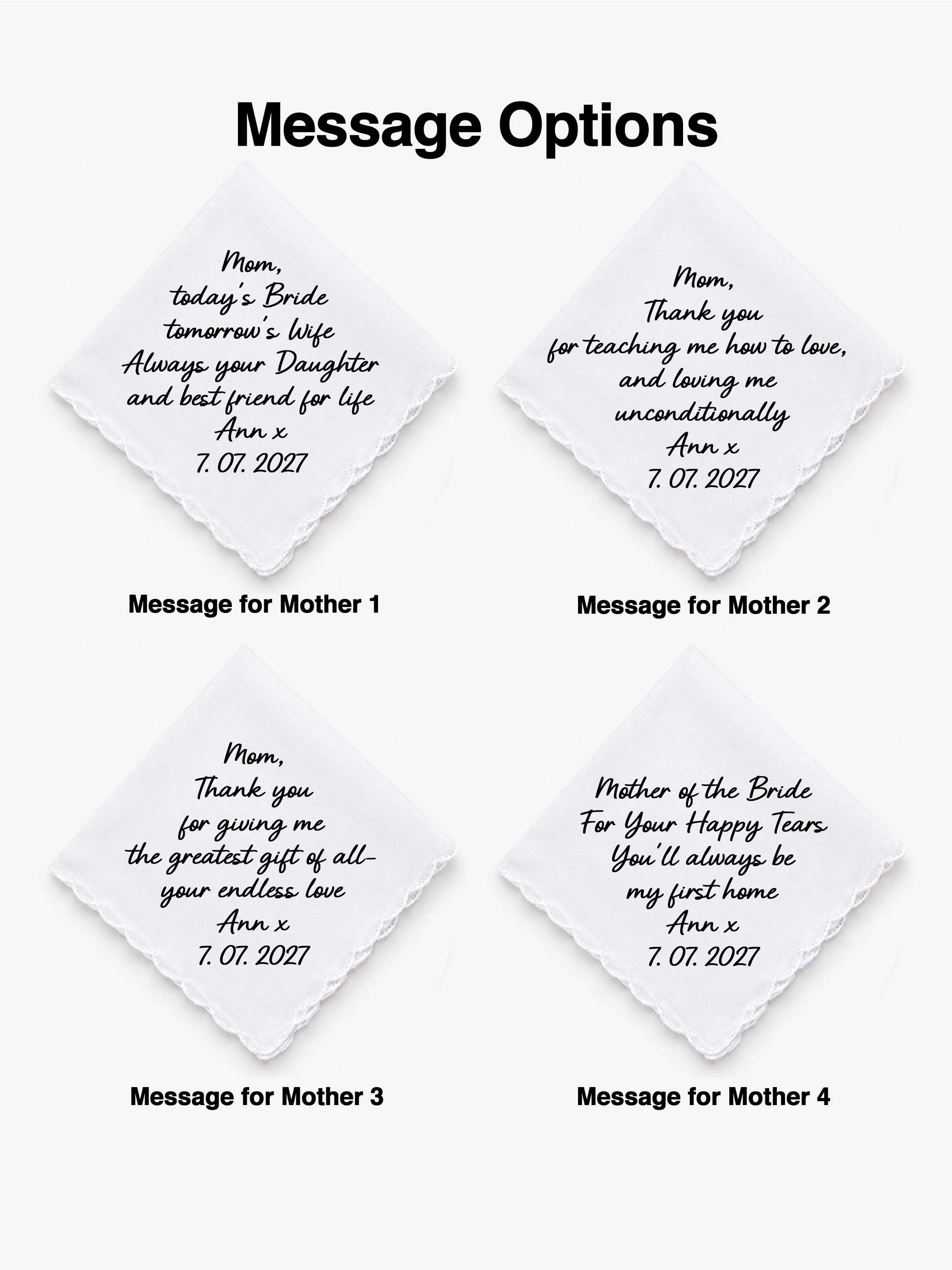 Personalized Wedding Handkerchief for Mom