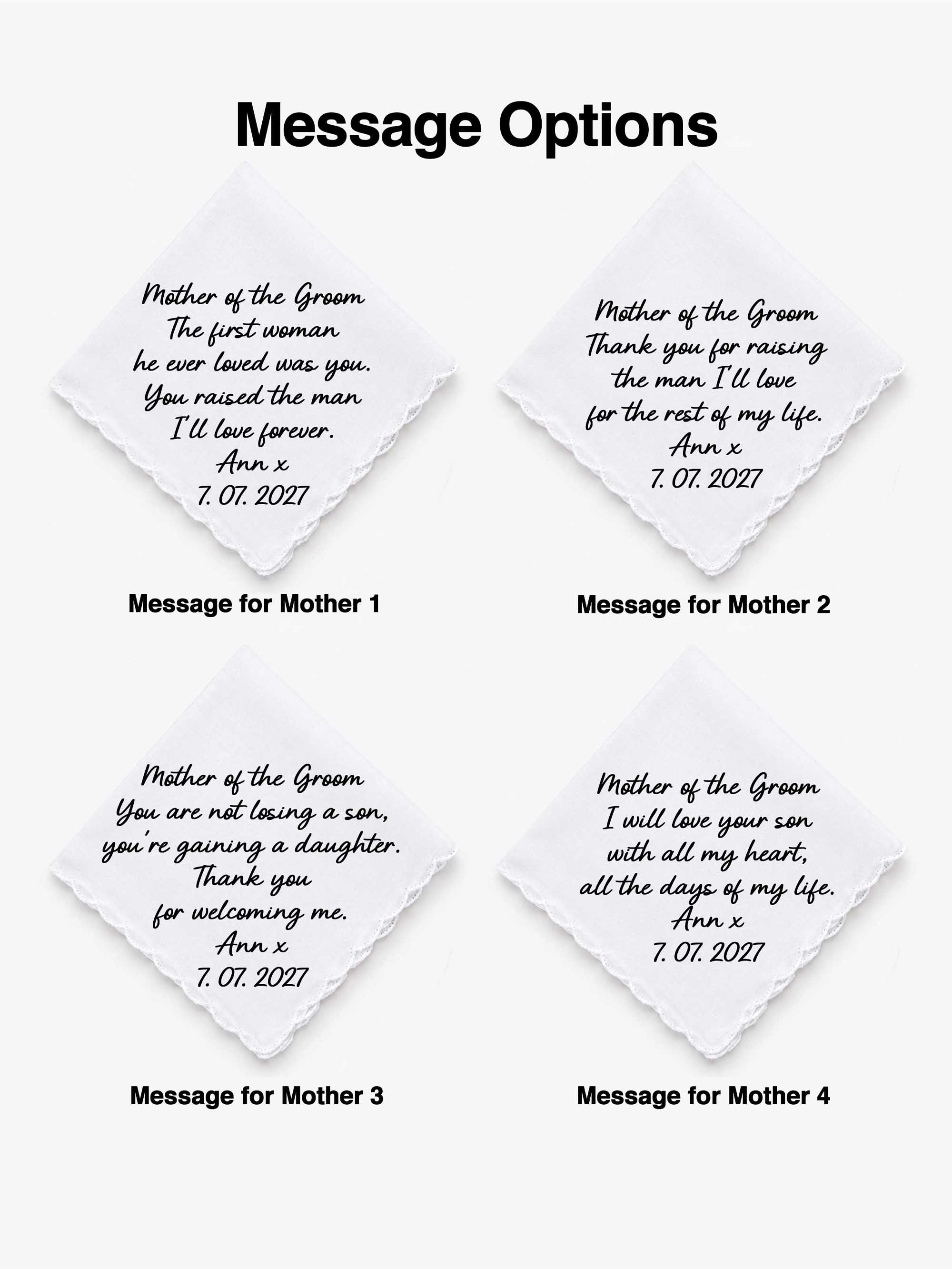 Personalized Wedding Handkerchief for Mother of the Groom