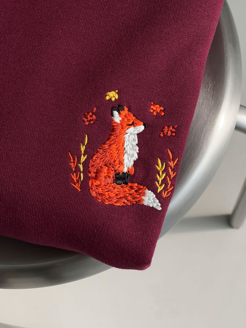 Fox Shirt, Fall Sweatshirt, Autumn Sweater, Fall Style Embroidered Hoodie, Cottagecore Crewneck, Womens Clothing Gift