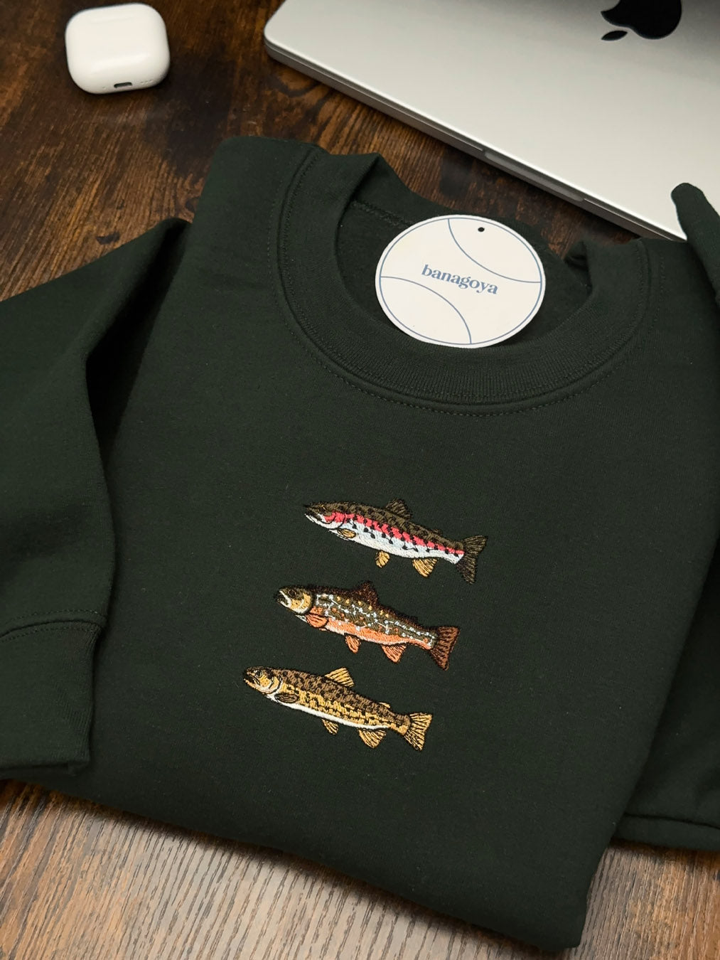 Wild Stream – Embroidered Fish Design