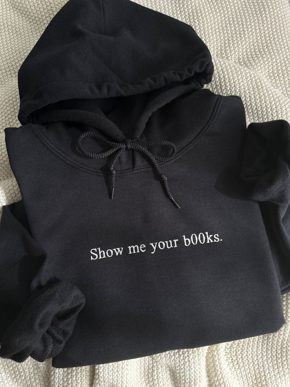 Show Me Your Books Embroidery – Funny Book Lover Quote Design