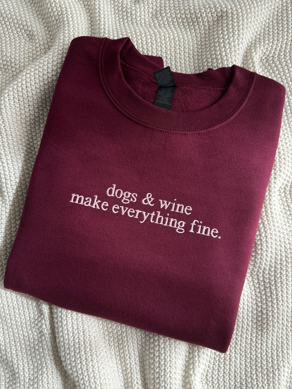 Dogs & Wine Embroidery – Funny Quote Design for Dog Lovers