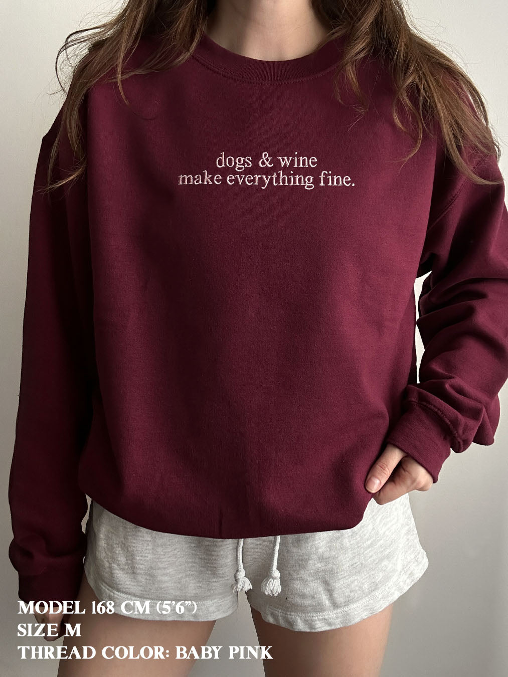 Dogs & Wine Embroidery – Funny Quote Design for Dog Lovers