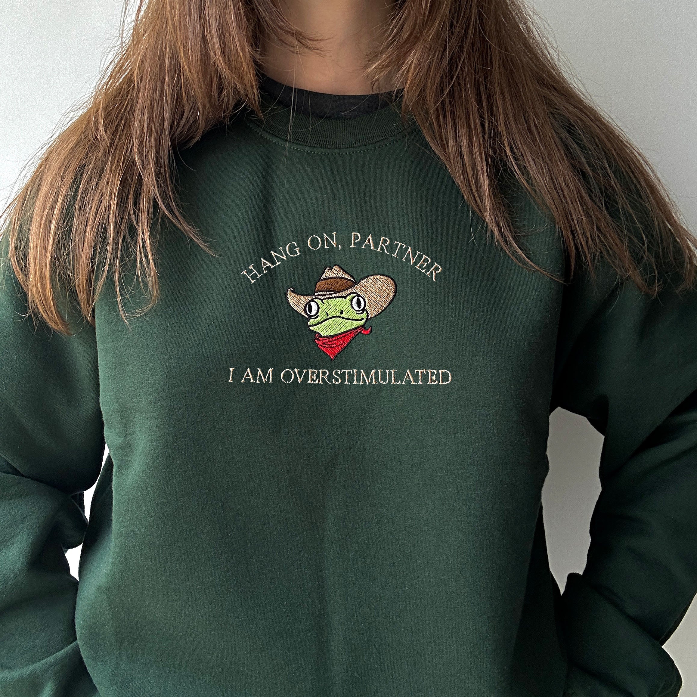 Cowboy frog overstimulated embroidery design