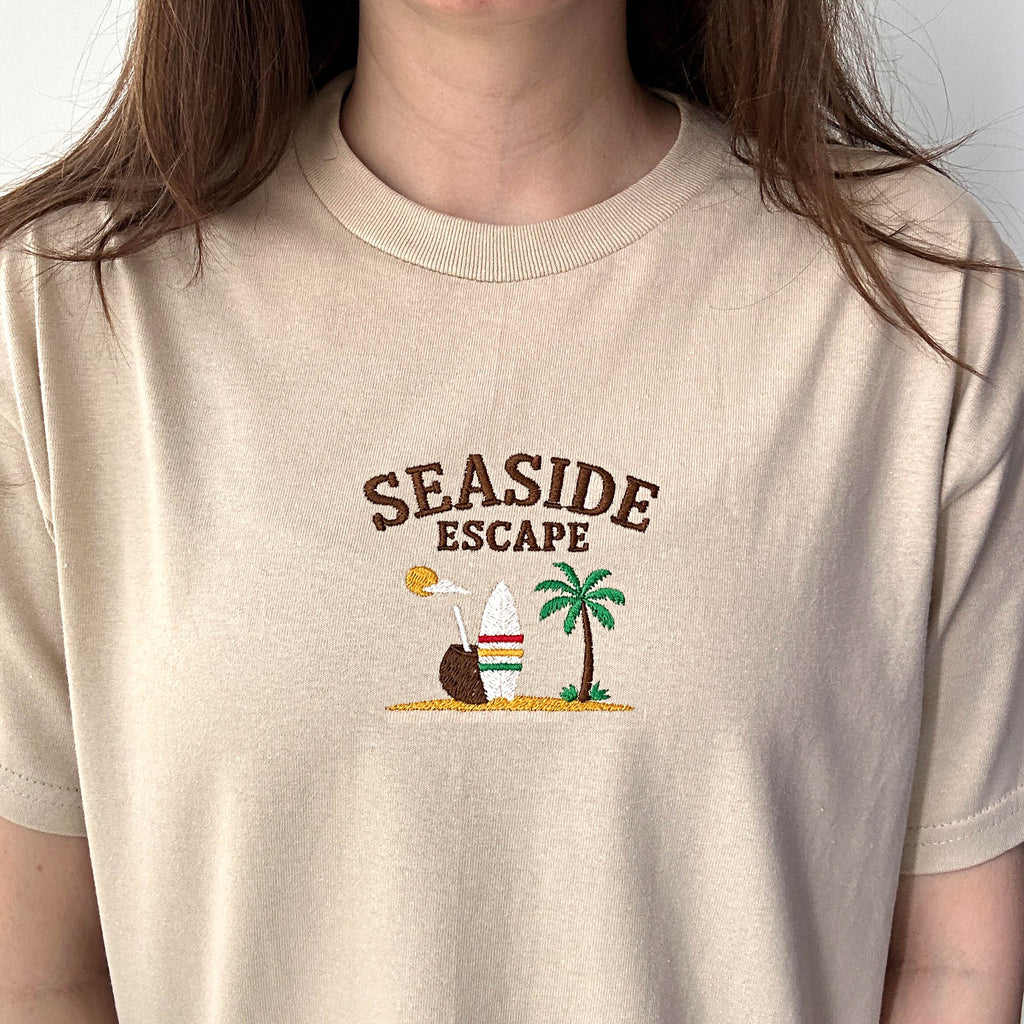 Seaside escape embroidery design