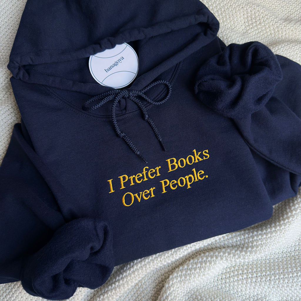I prefer books over people embroidery design