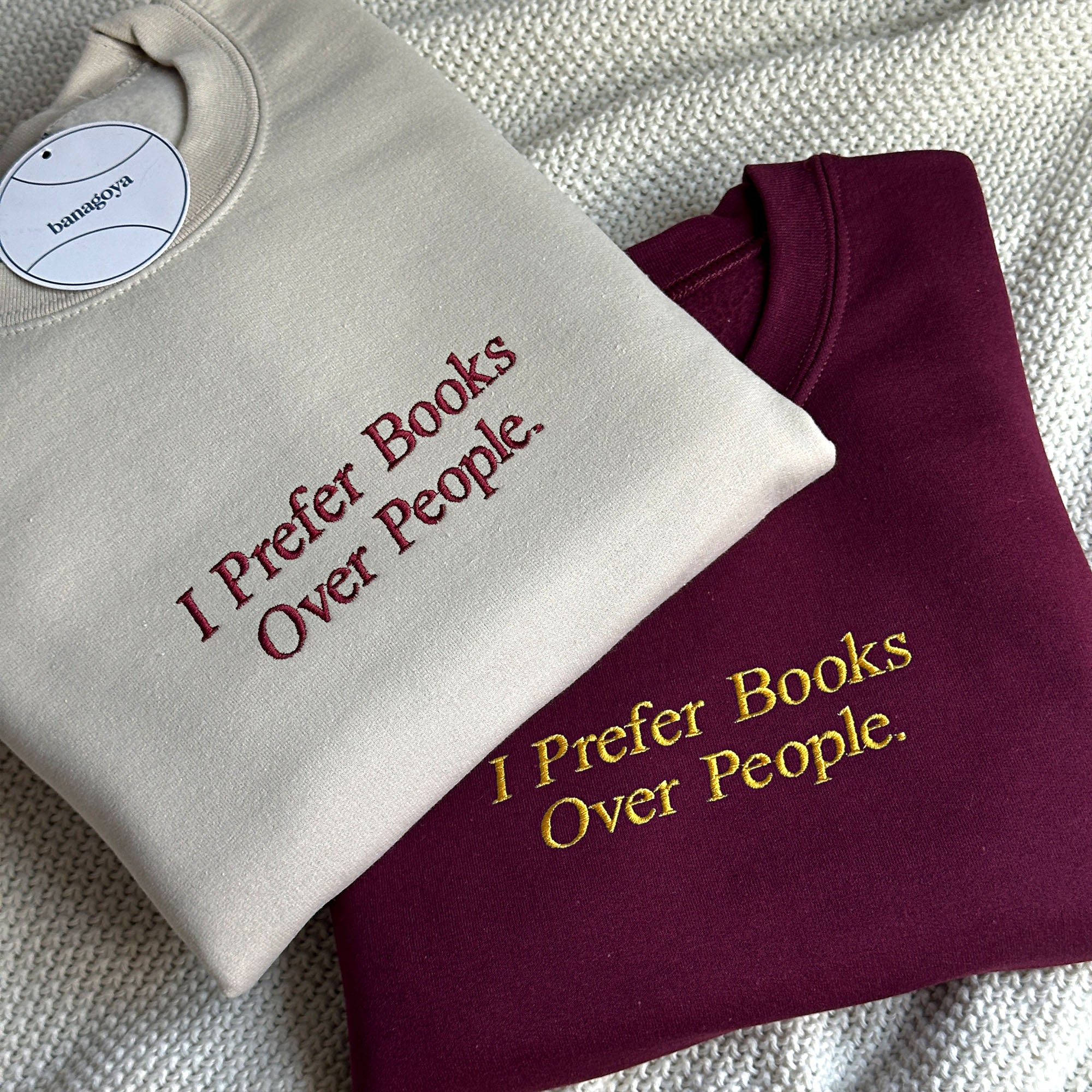I prefer books over people embroidery design