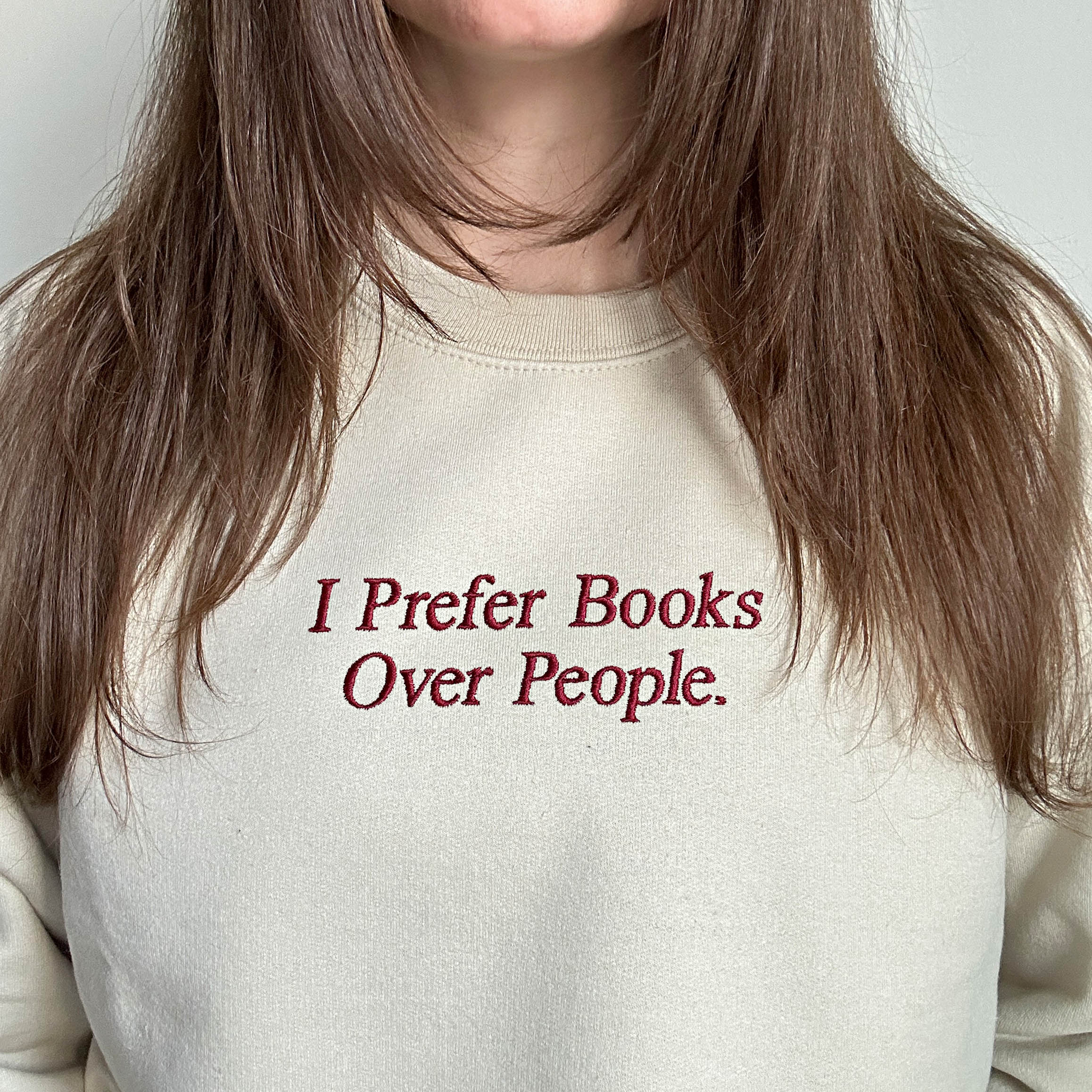 I prefer books over people embroidery design