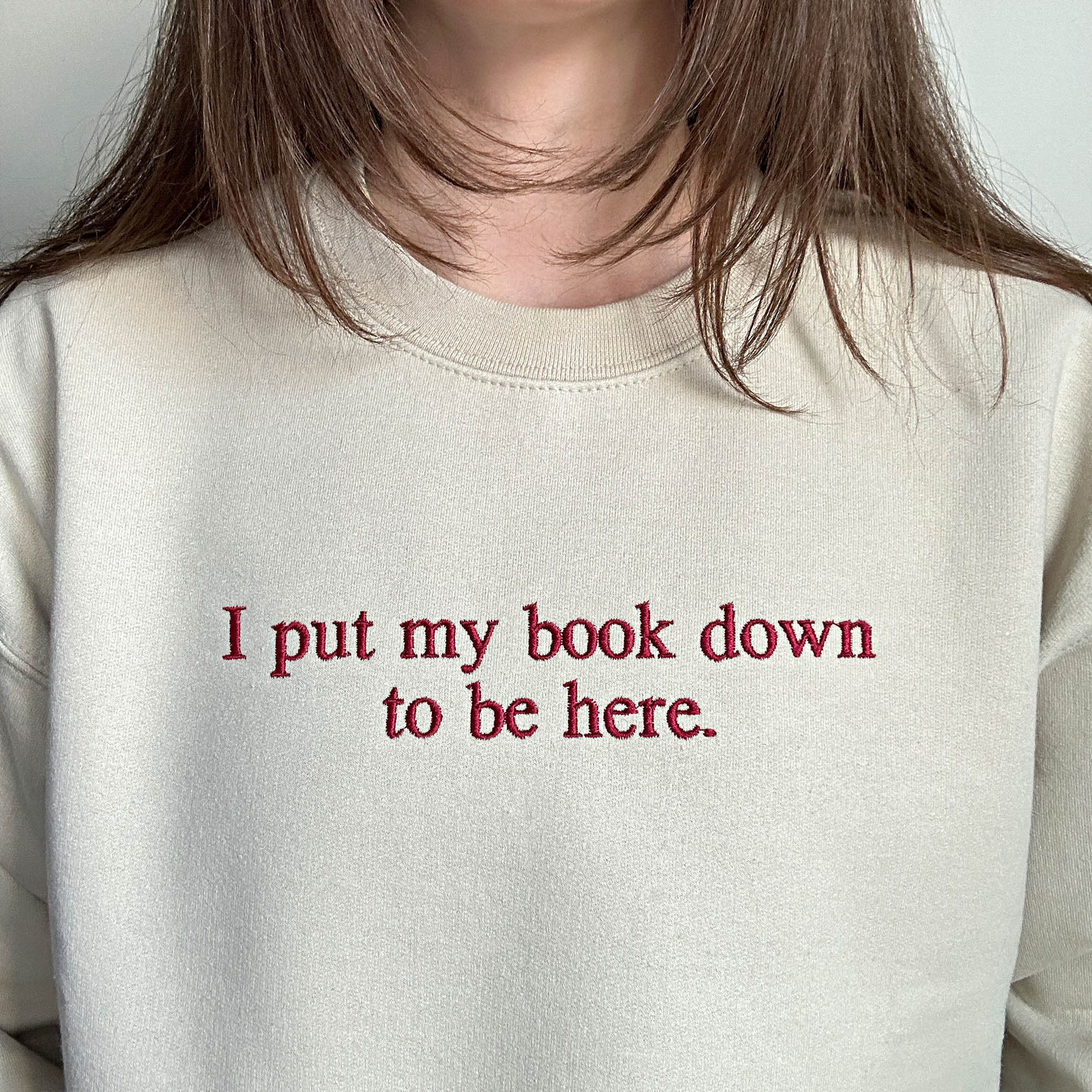 I put my book down to be here embroidery design