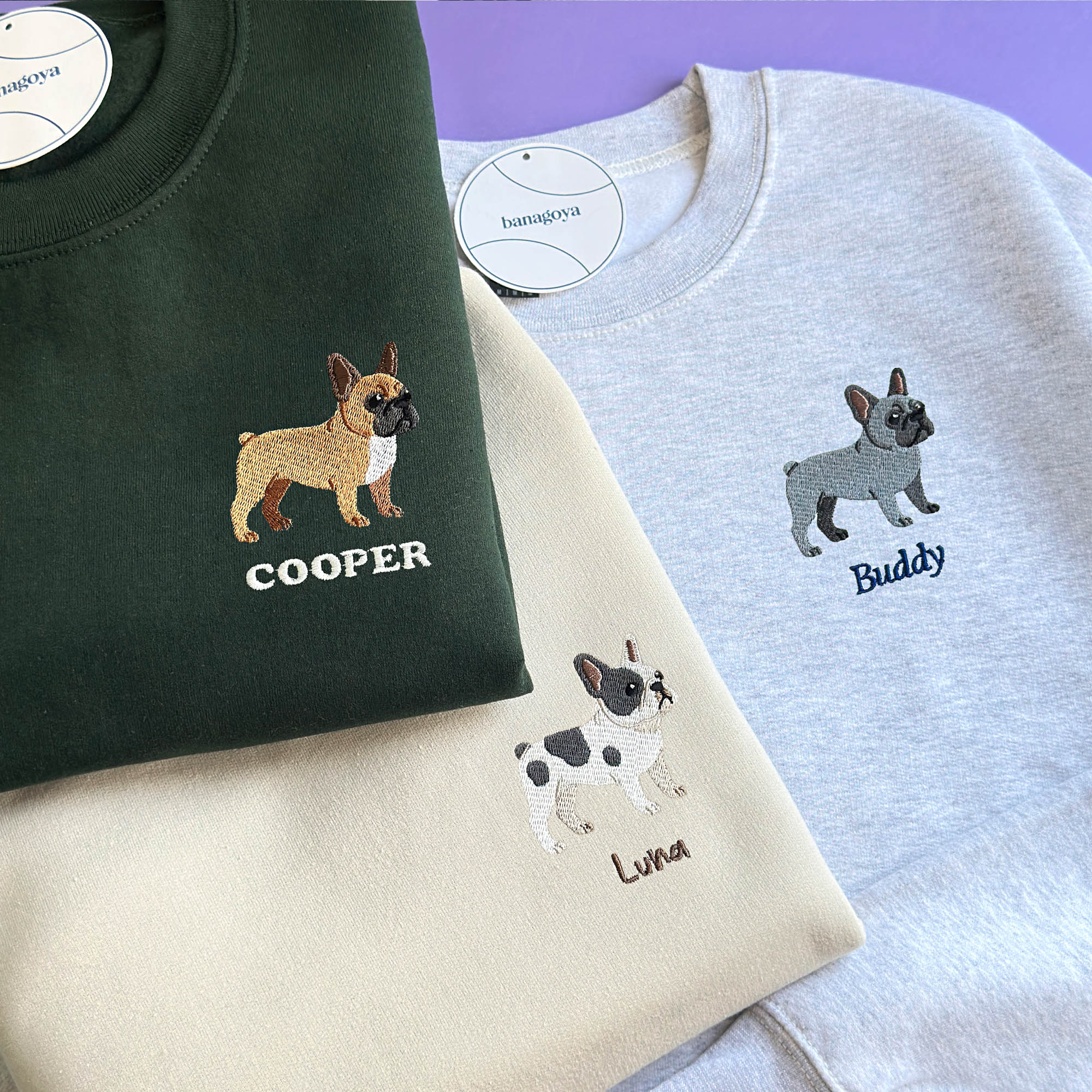 French bulldog custom embroidery design