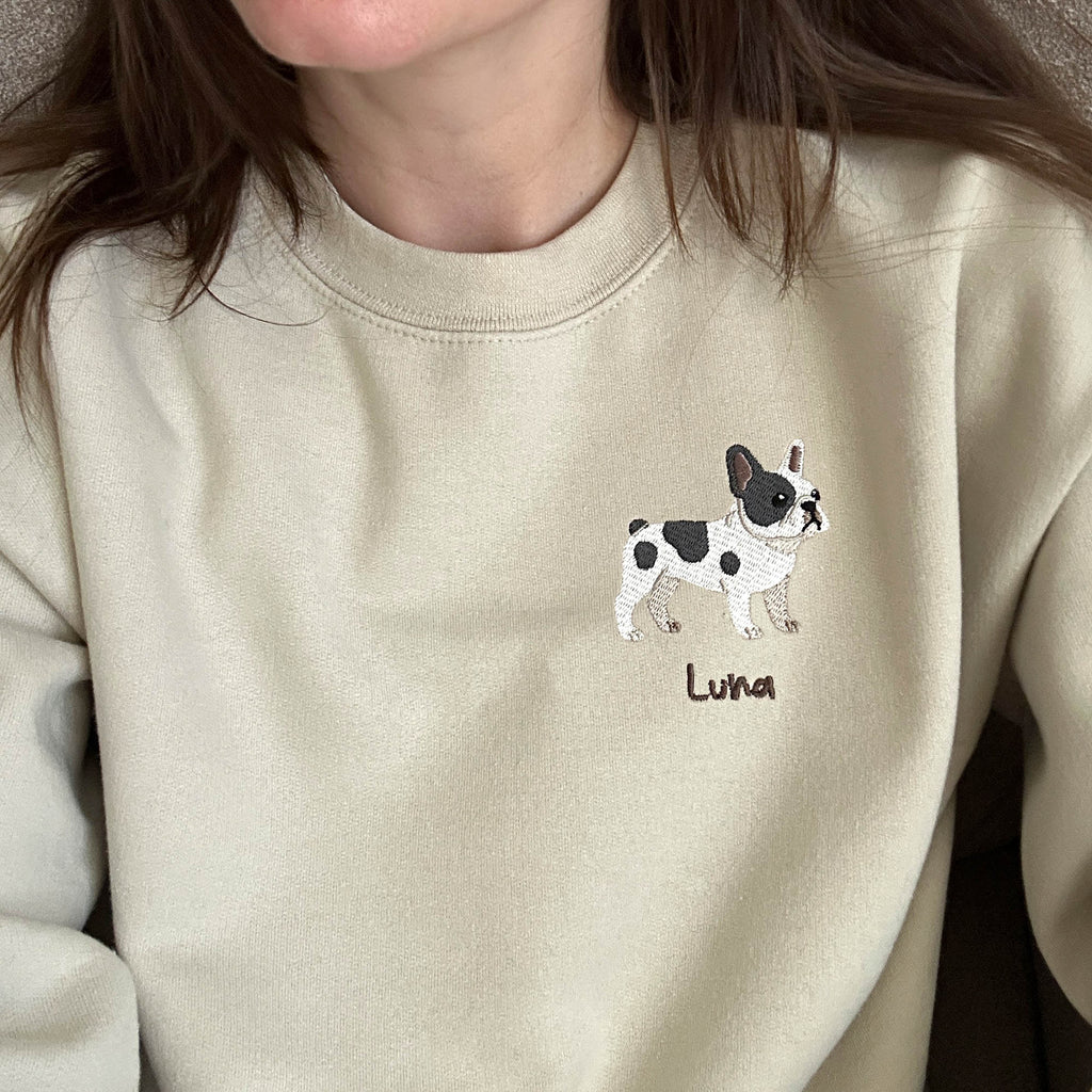 French bulldog custom embroidery design