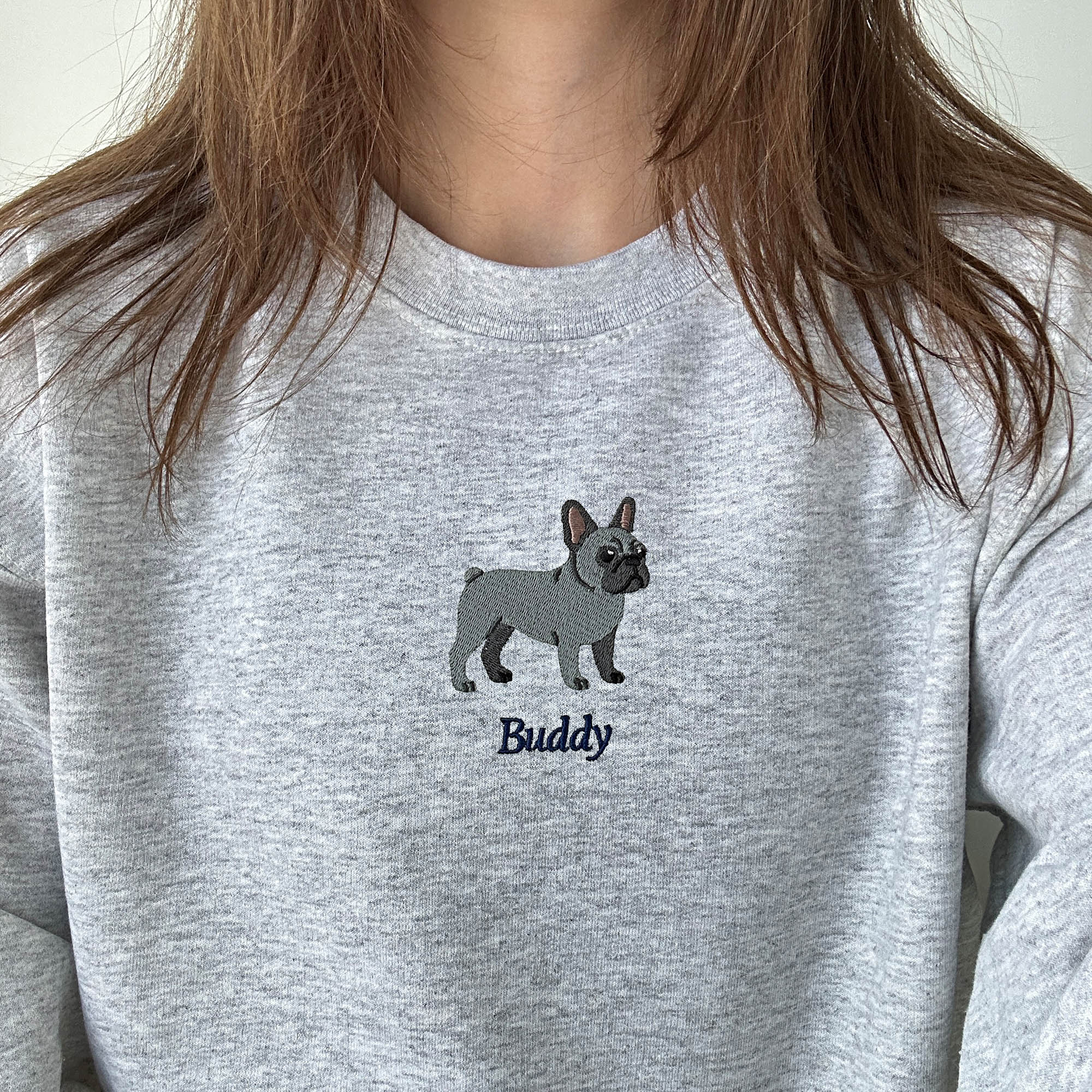 French bulldog custom embroidery design