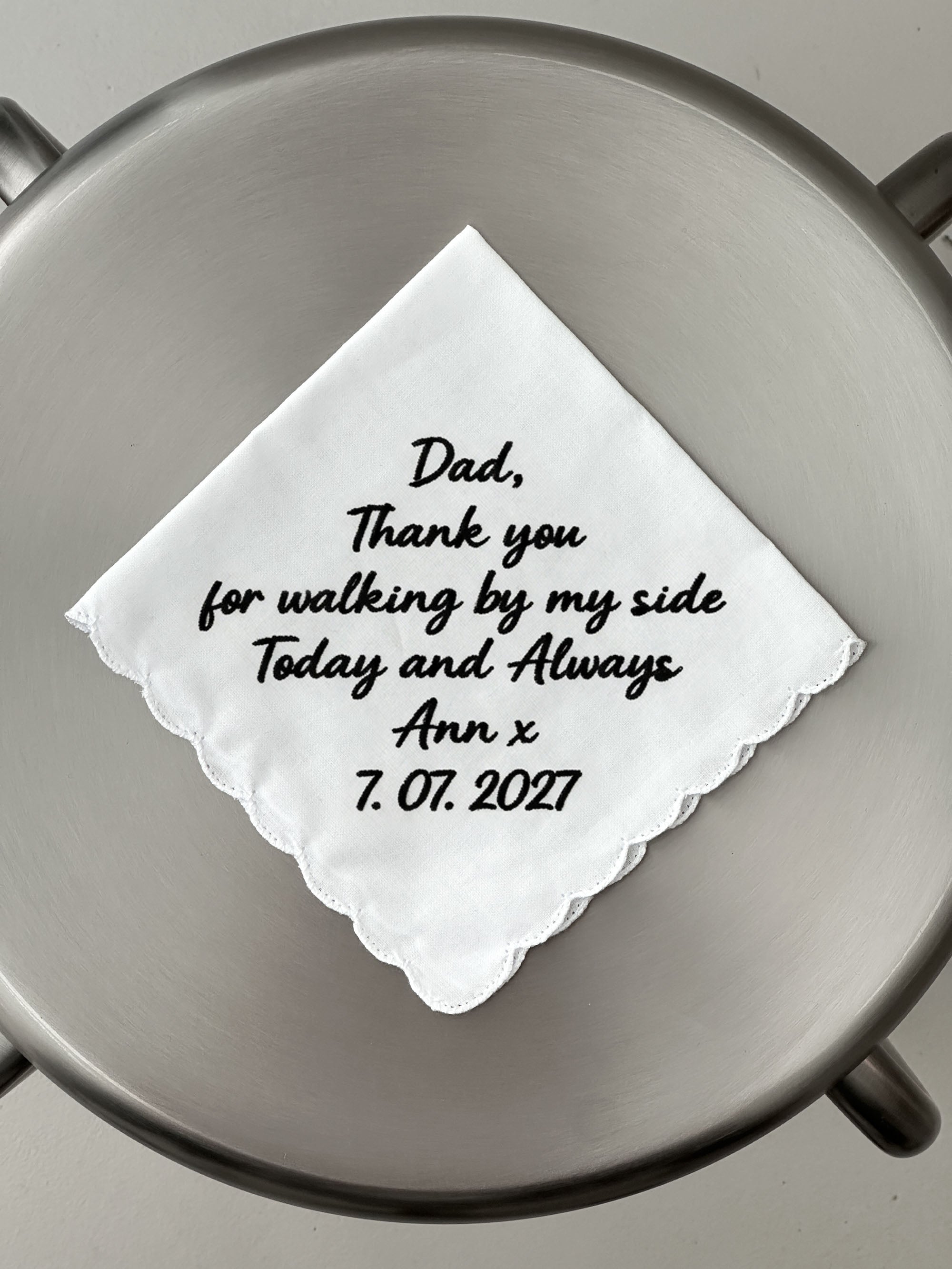 Personalized Wedding Handkerchief for Dad