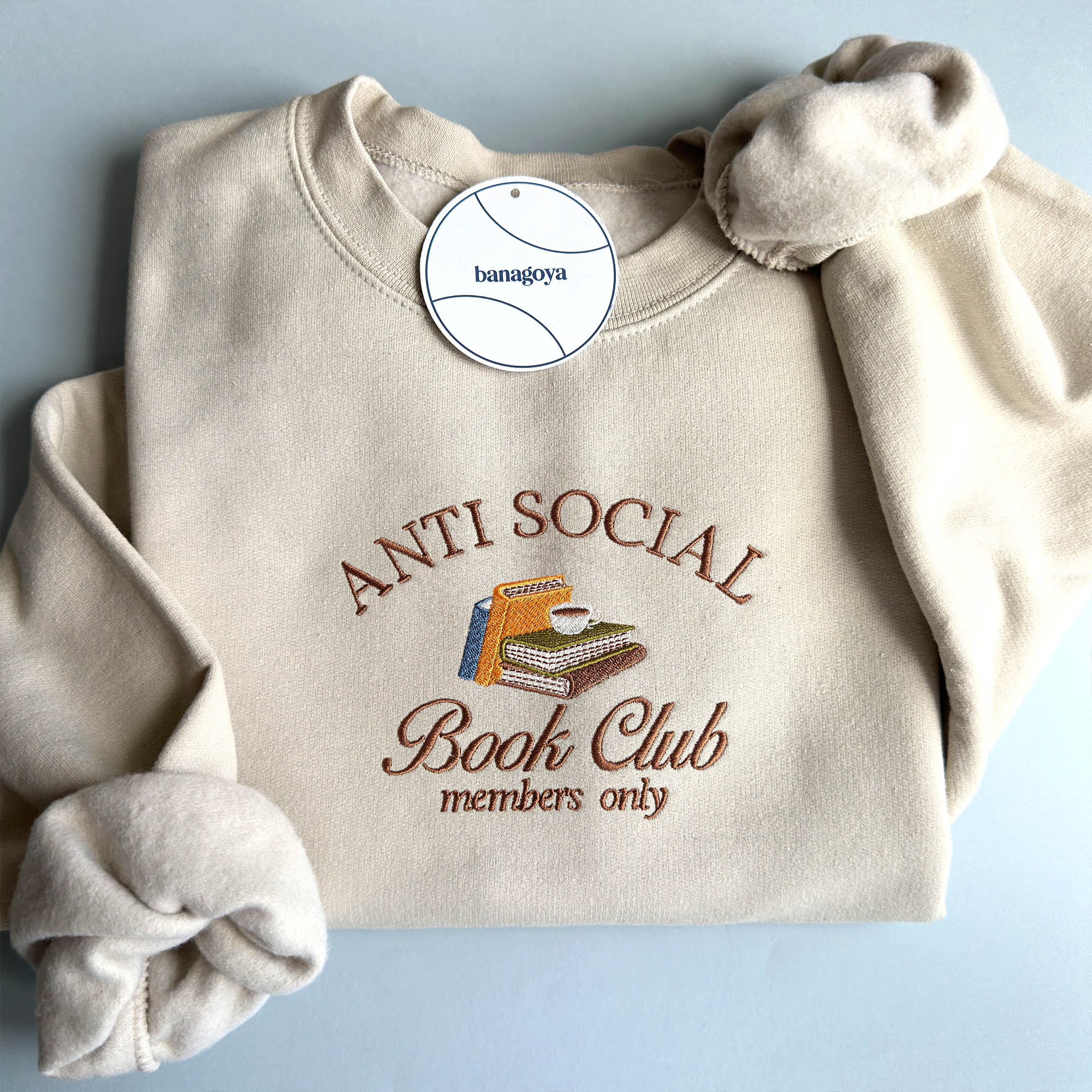 Anti-social book club members only embroidery design