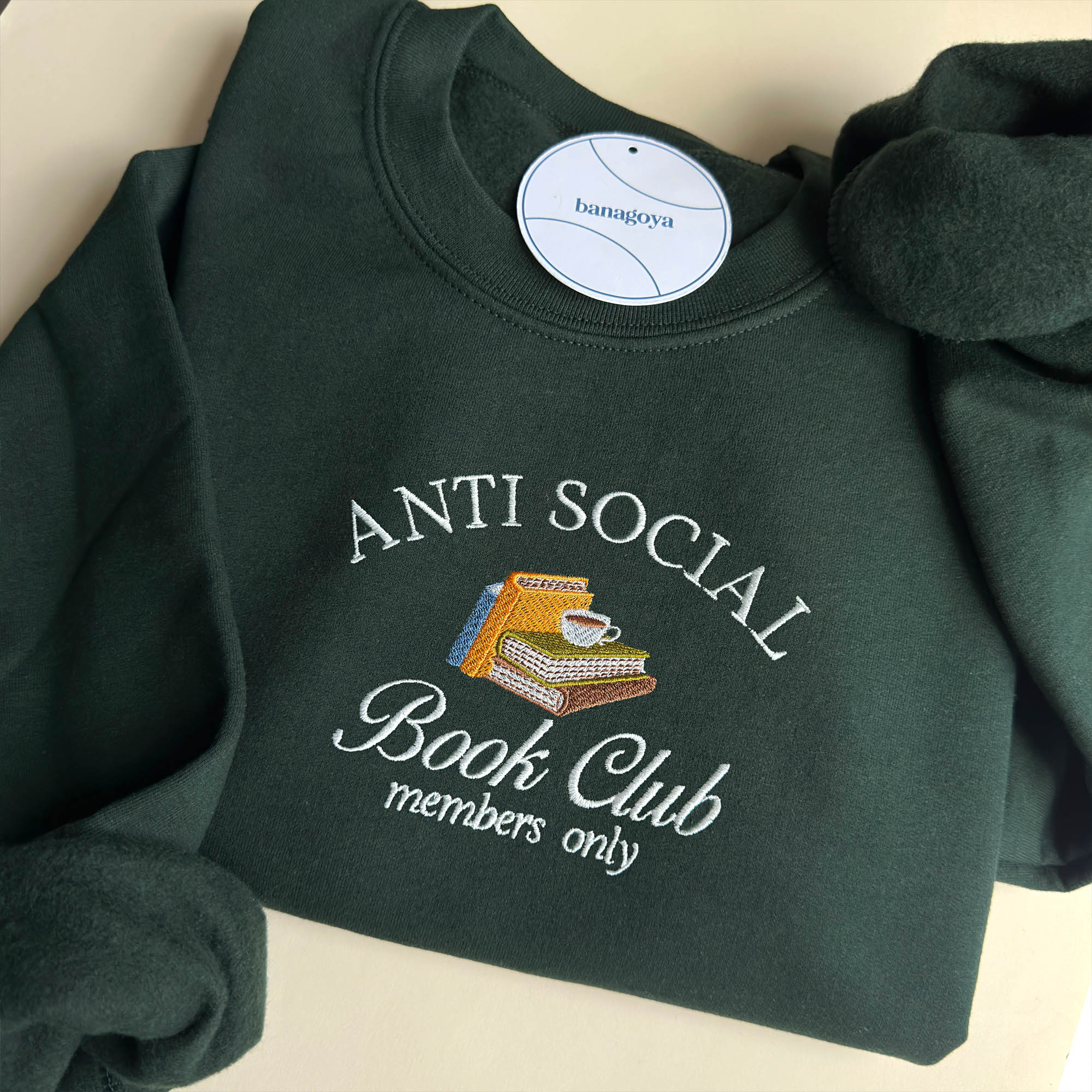 Anti-social book club members only embroidery design