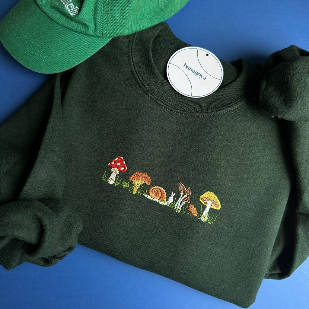 Mushrooms and snail embroidery design