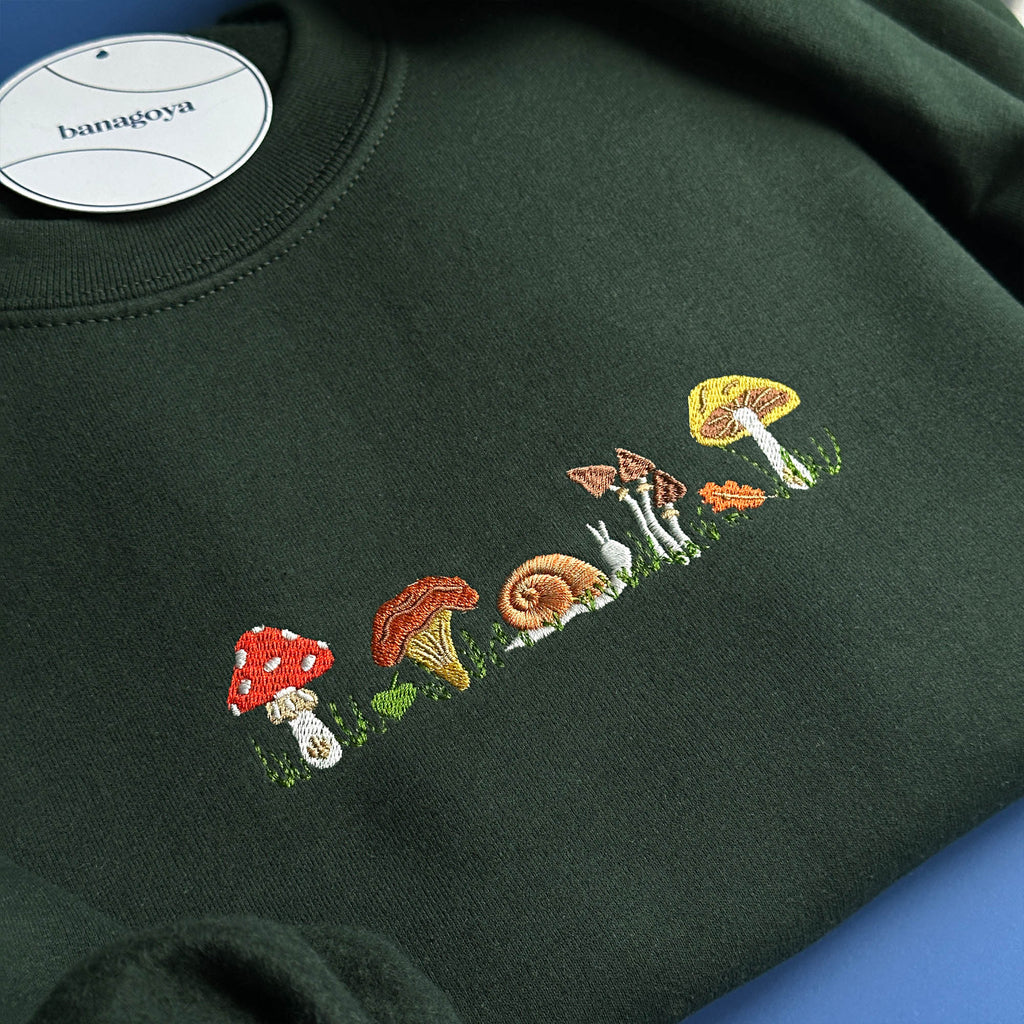 Mushrooms and snail embroidery design