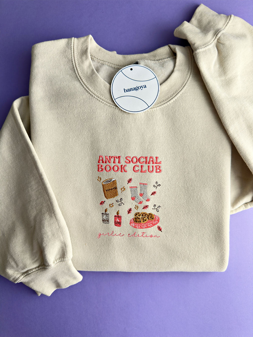 Anti-social book club embroidery design