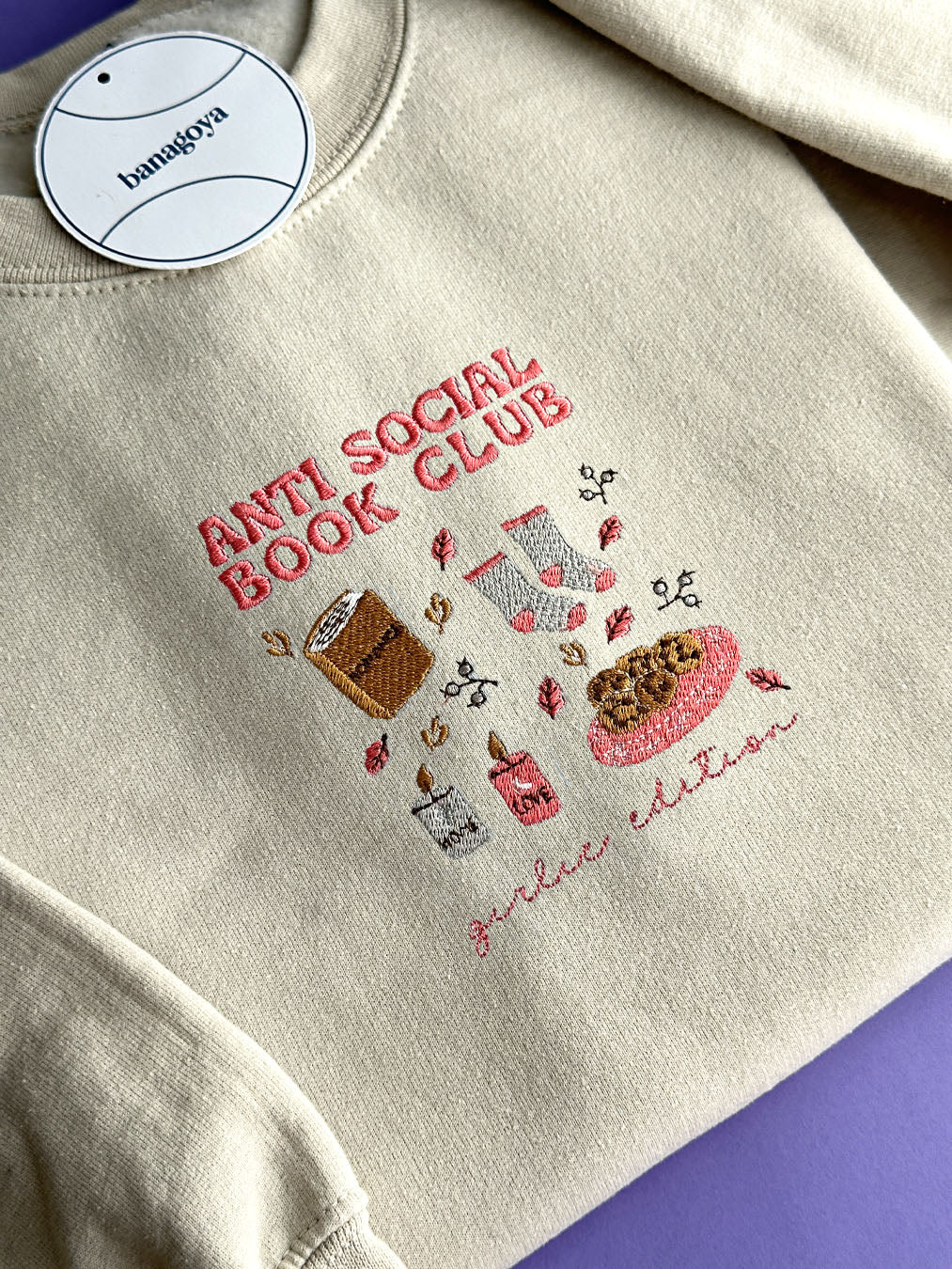 Anti-social book club embroidery design