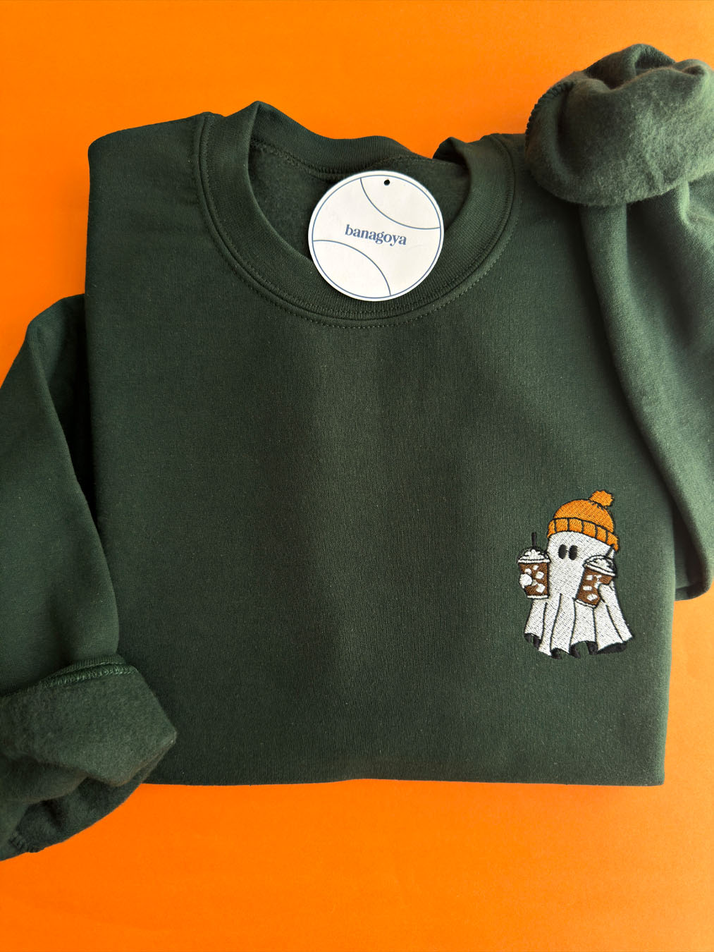 Ghost with coffee embroidery design